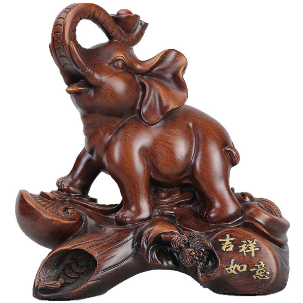 Ornamenti Feng Shui Statue e Figurine di Elefanti, Decorazione di sculture Portafortuna di ricchezza, Ufficio Aperto inaugurazione della casa Soggiorno Ornamenti Regalo, Marrone