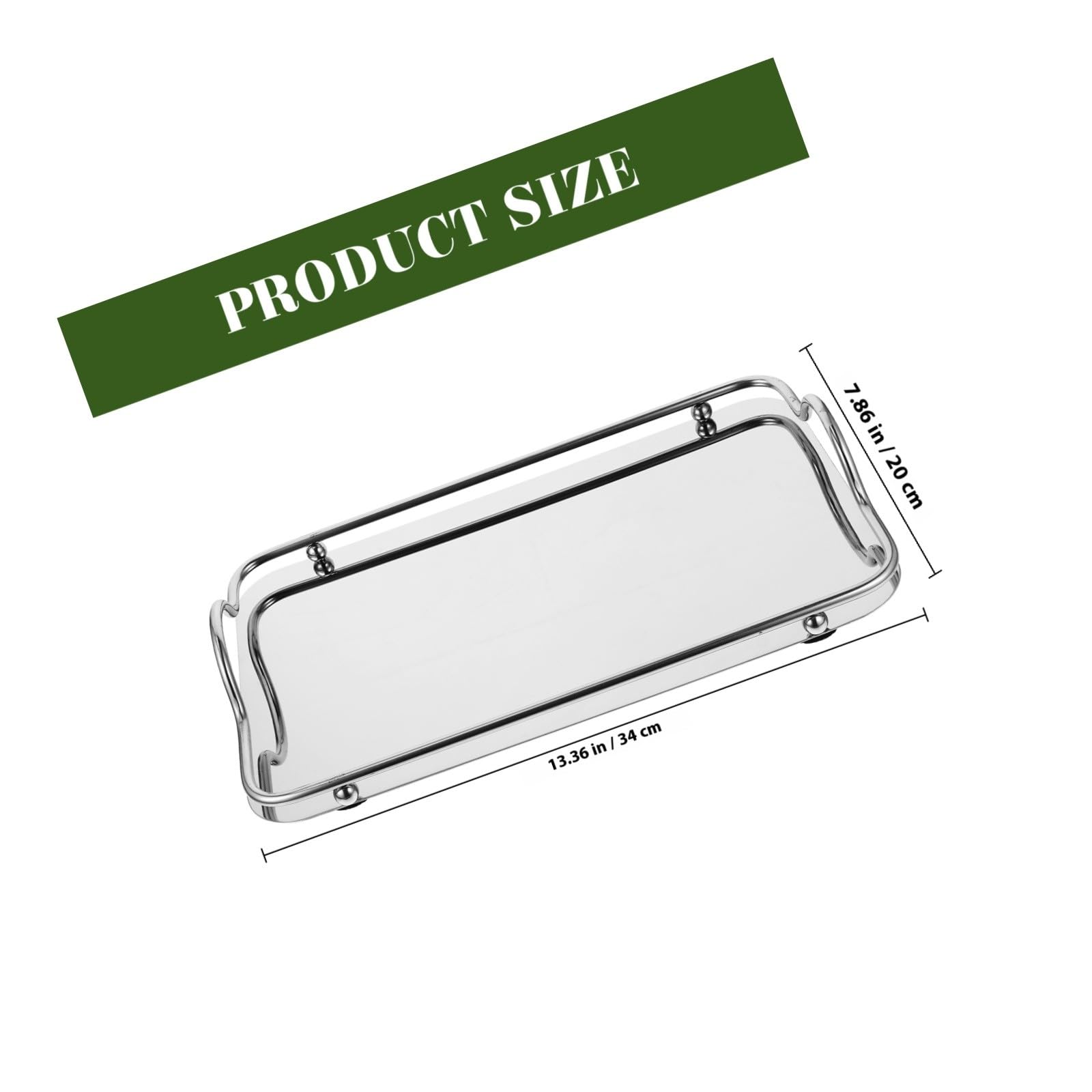 Bandeja de café de acero inoxidable brillante con asas, diseño rectangular portátil para sala de estar y uso diario en el hogar, ideal para entretener y servir a los invitados