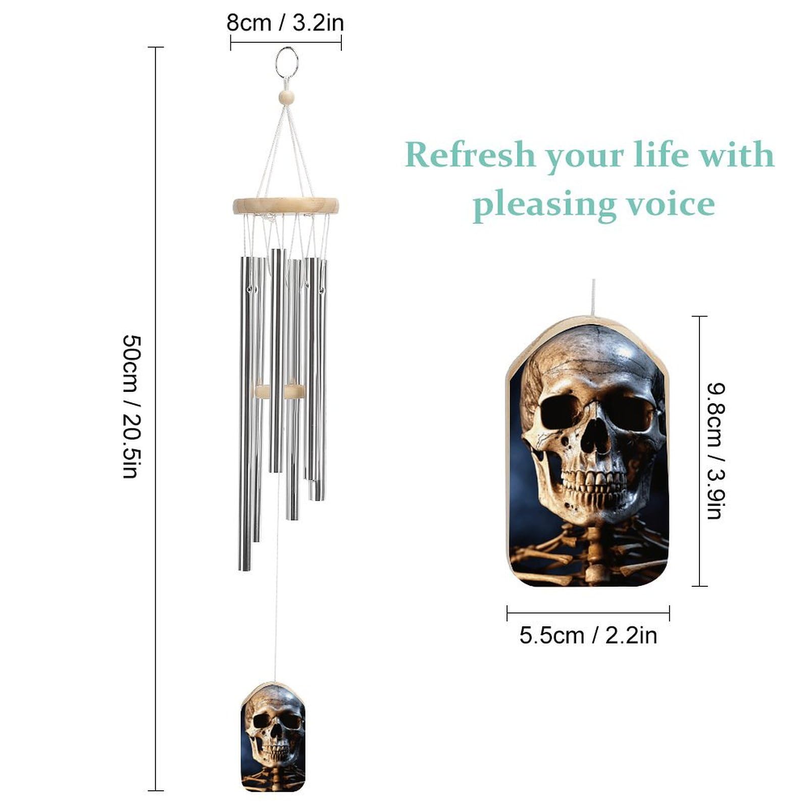 Outdoor Wind Chimes, Skeleton Printed Wind Chimes,Simple Wind Chimes,Curtain Wind Chimes for Home Decoration