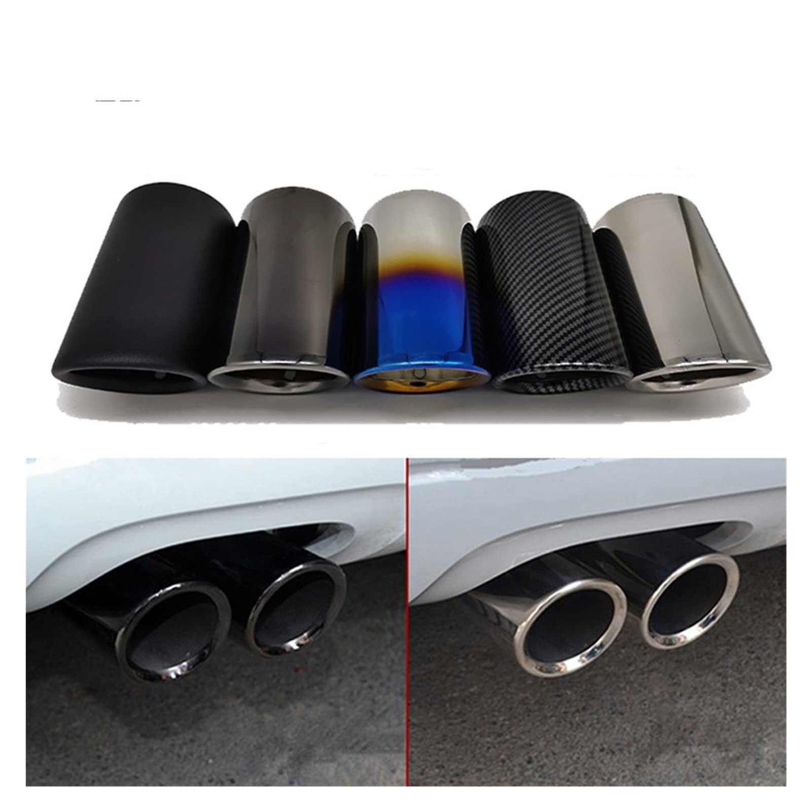 Auspuffblenden Für Audi Für A3 Für 8V Für 8P Für A4 Für B8 Für A1 Für Q5 Für A5 2 Stücke Auto Auspuff Endrohr Abdeckung Auto Zubehör Auspuffrohr (Farbe : Gloss Black)