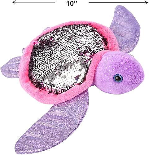 Miniatura 2 de Rhode Island Novelty Encantadora tortuga marina de lentejuelas – 10 pulgadas (1 unidad) – Diseño de lentejuelas abatibles, artículo de exhibición