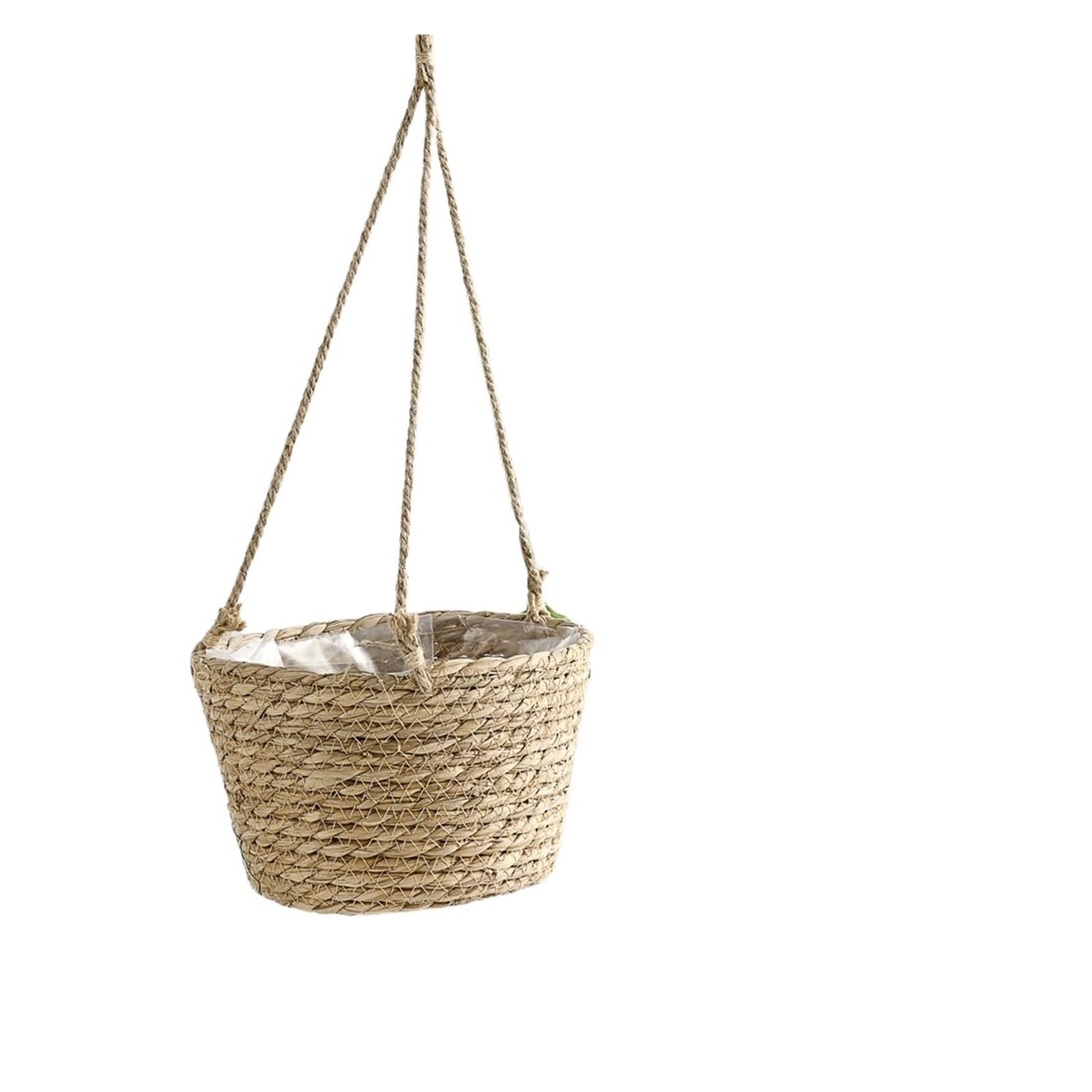 FJSNGPSBQPC 1Pcs, Straw Hanging Basket Planter Twine Woven Flower Rattan Orchid Pot Basin(Coffee color)