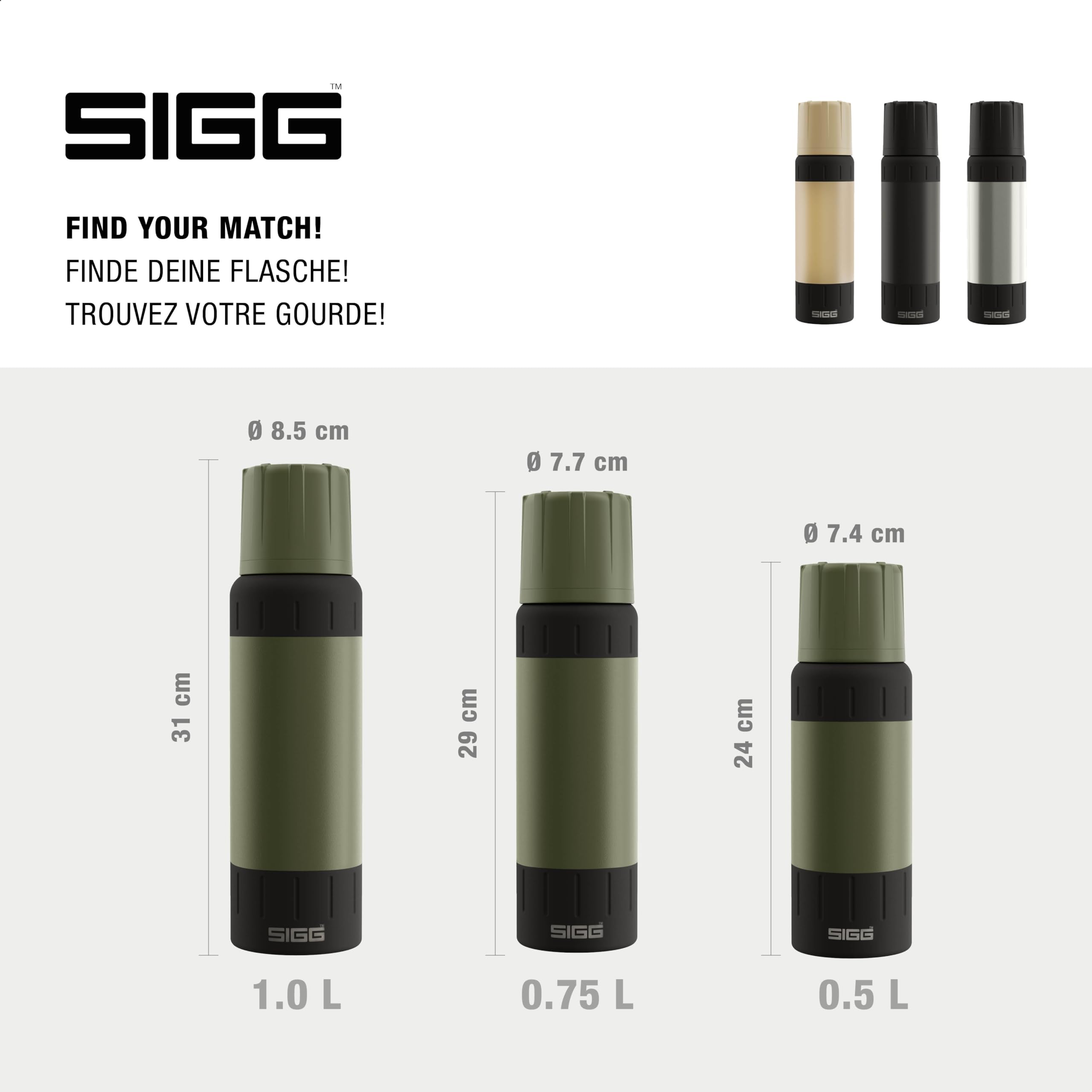 SIGG – Borraccia Termica in Acciaio Inox – Thermos Alpine Star, con Bicchiere – 27h Caldo, 100h Freddo – Compatta e Resistente – Antigoccia – Senza BPA – Outdoor, Campeggio & Escursioni – Verde – 1L