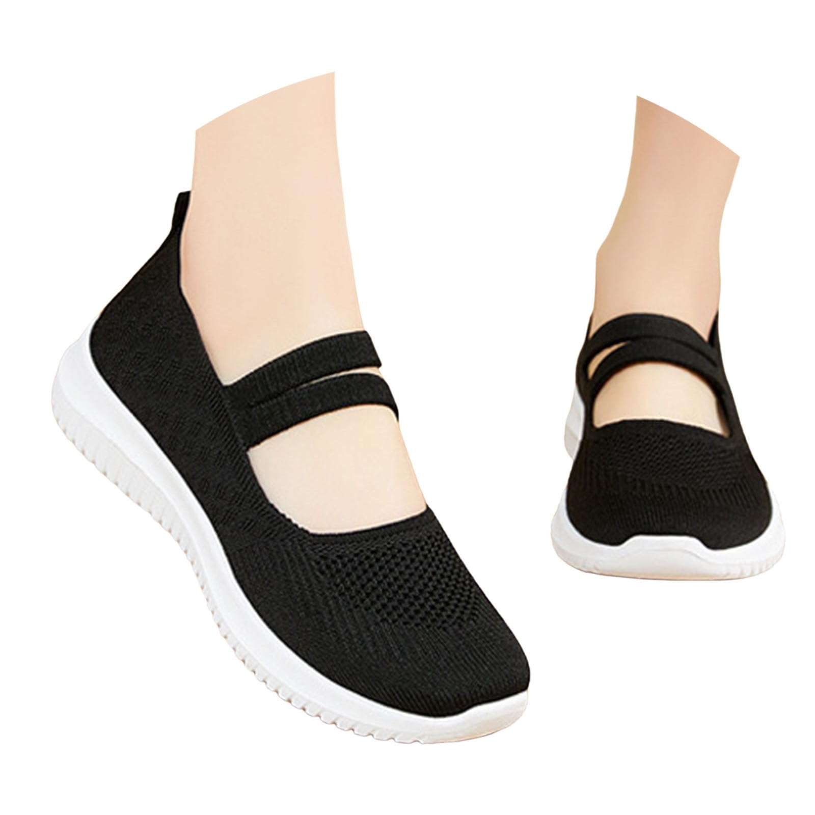 Generisch Mesh Ballerinas Damen Comfort Weite H - Faltbare Strick-Damen Für Elegant Lässig Arbeit Büro Breite Ballerinas Für Breite Crossover Riemendesign Mit Fußgewölbeunterstützung BequeSchuhe
