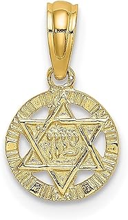 Joia judaica gravada em ouro amarelo 14 k com pingente de estrela de Davi joia religiosa judaica joias finas para mulheres presentes para ela, Ouro amarelo Pedra