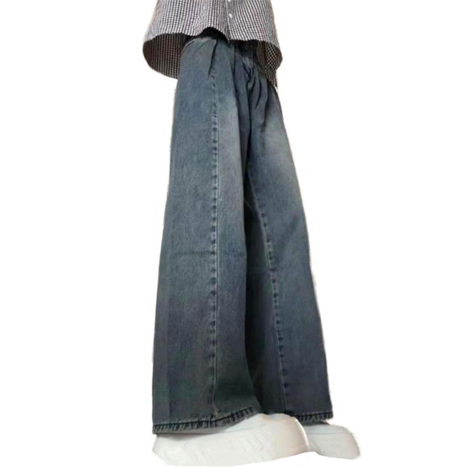 Pantalones Vaqueros para Mujer Pierna Recta Americano Vintage Tiro Alto Verano Ligeros Sueltos