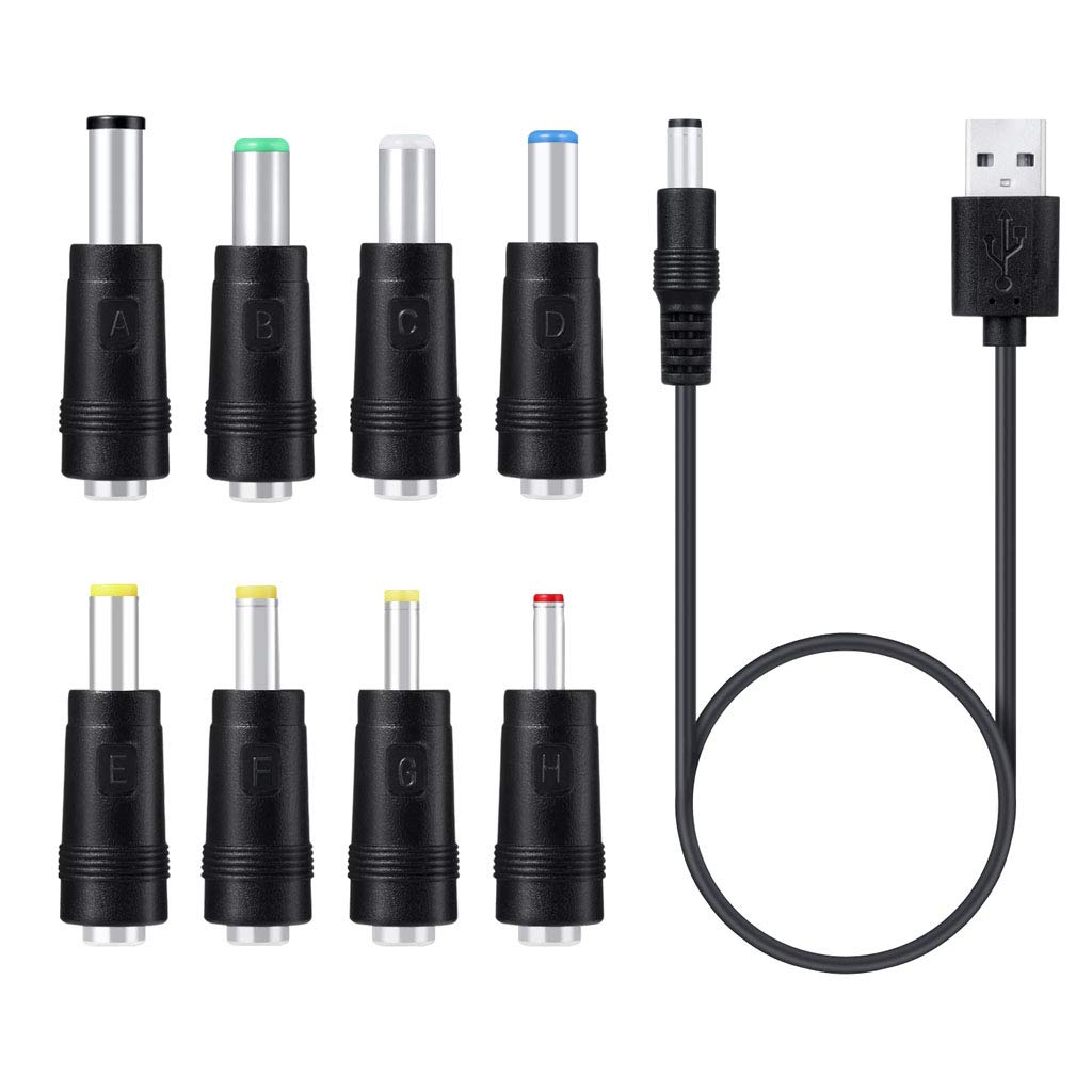 Haiki Cavo di ricarica USB da 5 V a 5,5 x 2,1 mm, 3,5 mm, 4,0 mm, 4,8 mm, 6,4 mm, 5,5 x 2,5 mm, adatto per ventola router LED lampada da 8 pollici