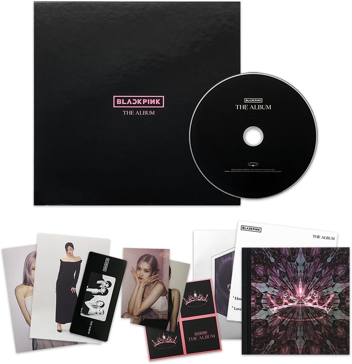BLACKPINK - [THE ALBUM] (VERSION #3) Hardcover Photobook + Postcard Set + Credits Sheet + Lyrics Booklet + Photocard + Postcard + Sticker + Mounted Photocard + CD + 2 Pin Badges + 4 Extra Photocards