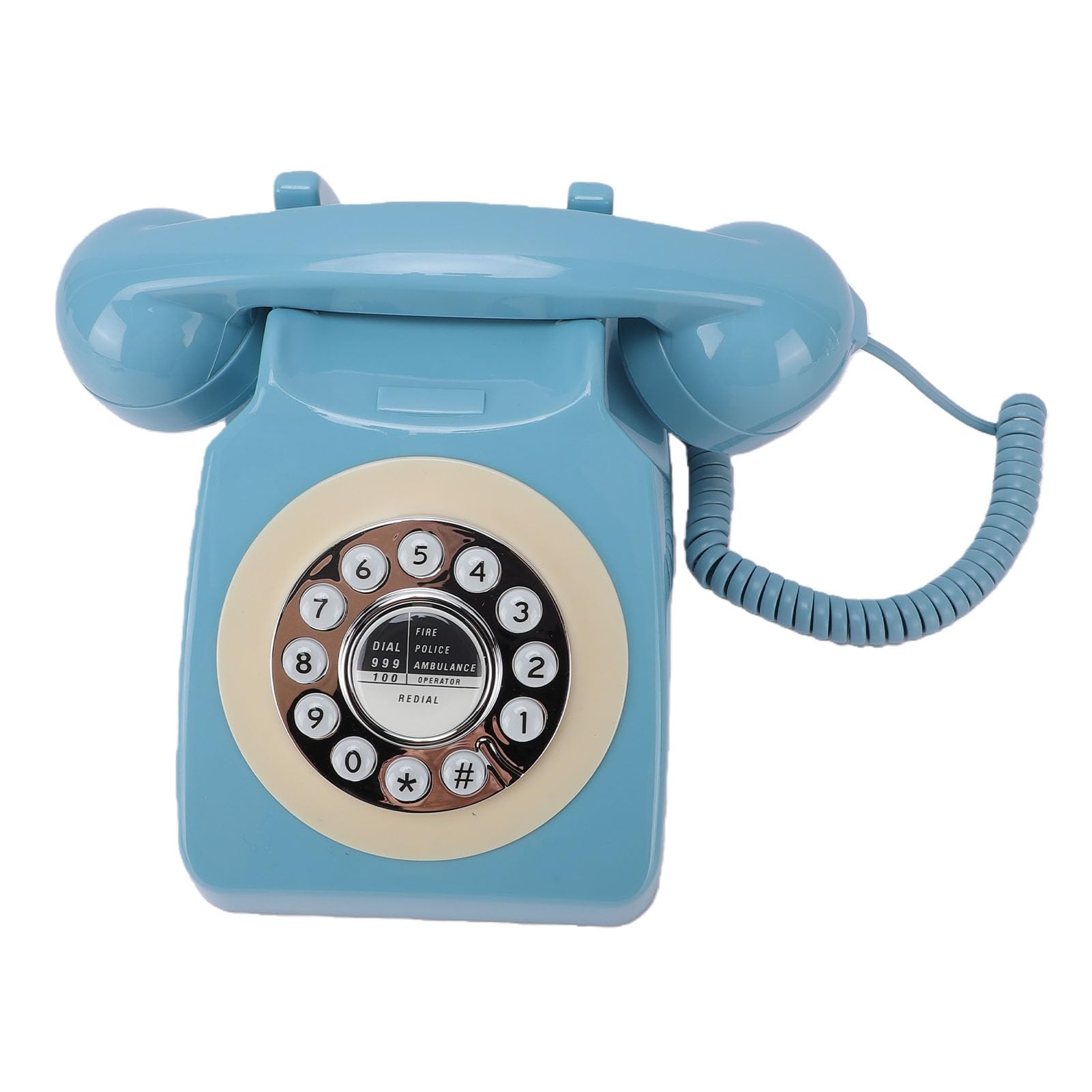 Karlak Zabytkowy Telefon Klasyczny Telefon Domowy z Przyciskami Ponownego Wybierania Złącze RJ11, Uniwersalna kompatybilność, Zabezpieczenie Przed awarią Zasilania dla Dziadków (Niebieski)