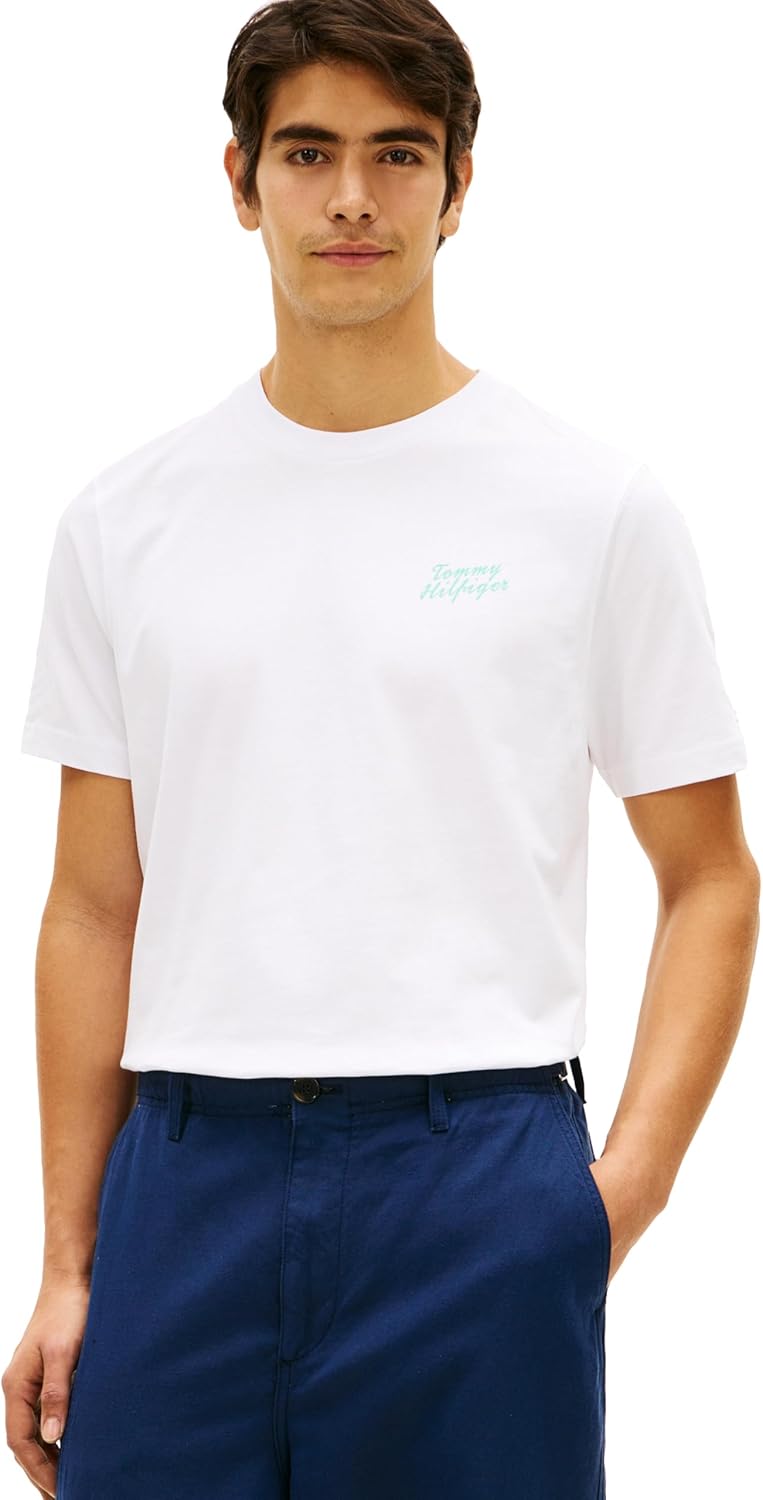 Tommy Hilfiger Men's Short Sleeve Cotton Graphic T-Shirts with Photo Print Designs