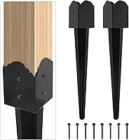 Vista 8 de Anclaje de poste de valla WIMART 4"x4", Anclaje de poste de valla de metal resistente con punta de clavado 4"x4" para buzón, comedero de pájaros