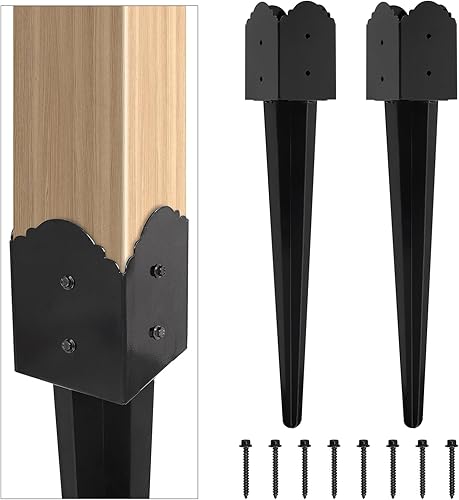 Anclaje de poste de valla de 4"x4", anclaje de poste de valla de metal resistente de 24"x4"x4" con punta de anclaje al suelo para buzón, comedero de