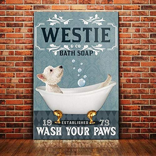 Westie Dog Bath Soap Company Poster per bagno, soggiorno