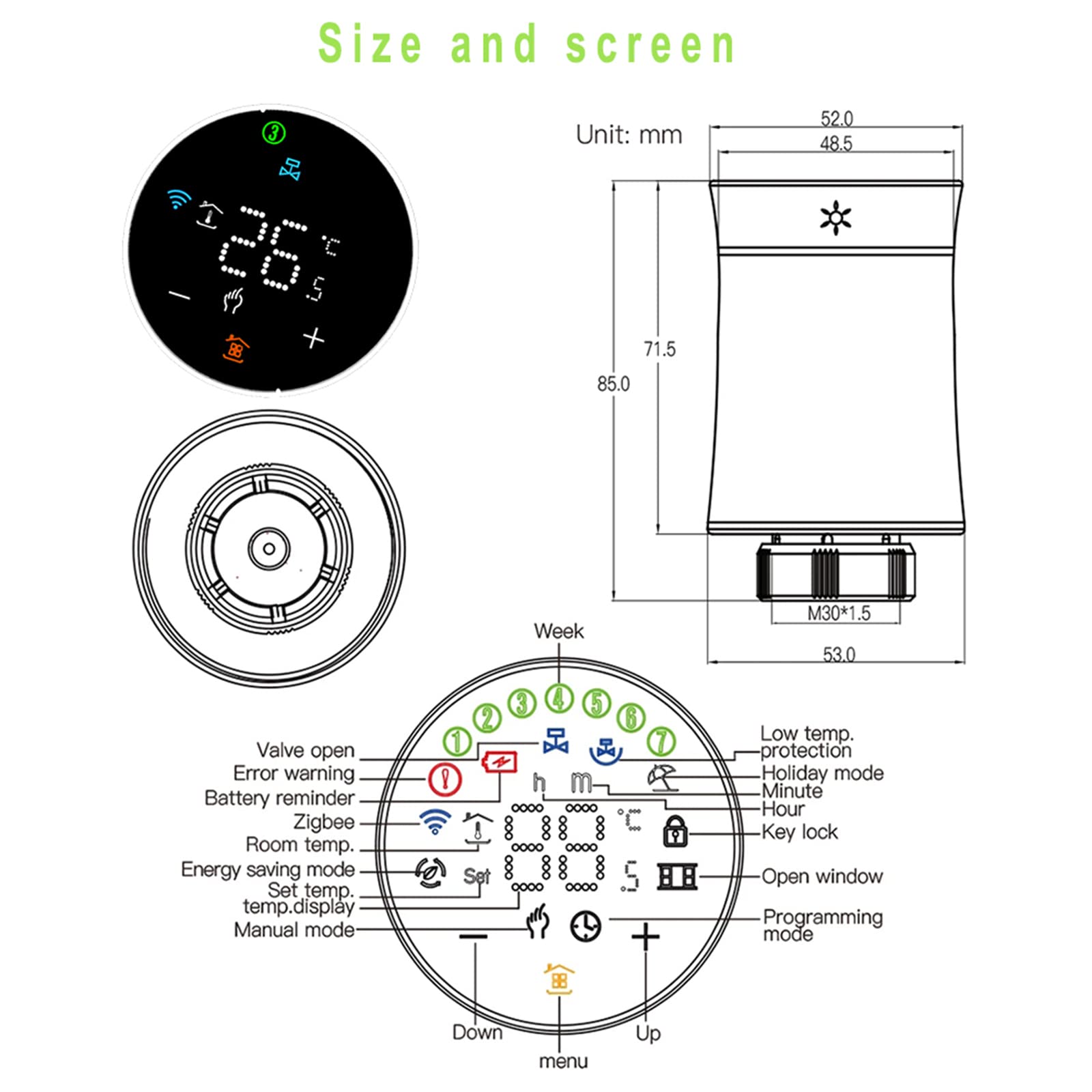 Valvola Termostatica Zigbee per Radiatore, Termostato Programmabile Intelligente Tuya ZigBee3.0, Riscaldamento della Temperatura, Controllo Vocale Alexa, Google Home