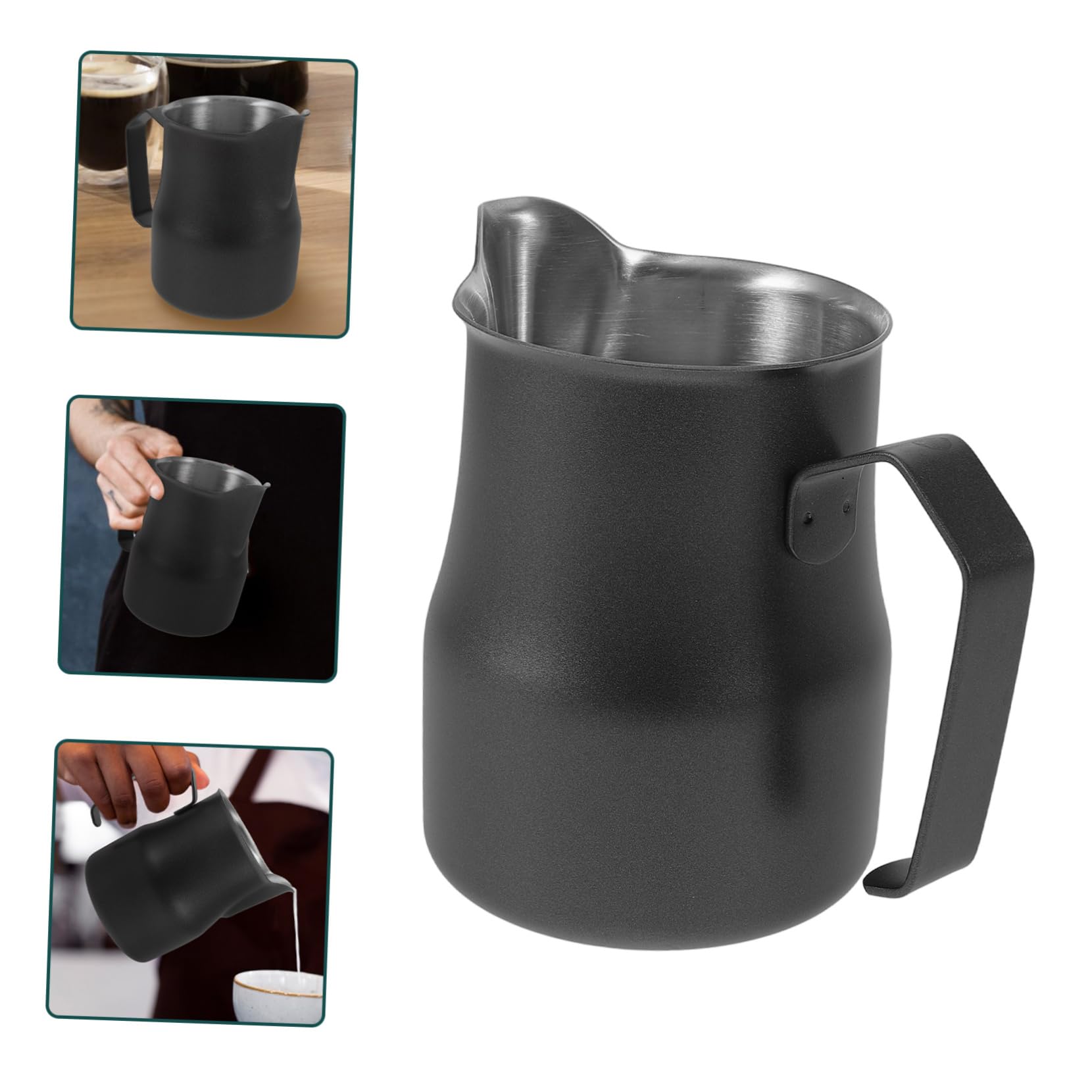 Artibetter 3piezas Jarra De Espuma De Leche Inoxidable Para Café Espresso Pitcher Para Latte Art Diseño Texturizado Utensilio De Para Cafeterías y