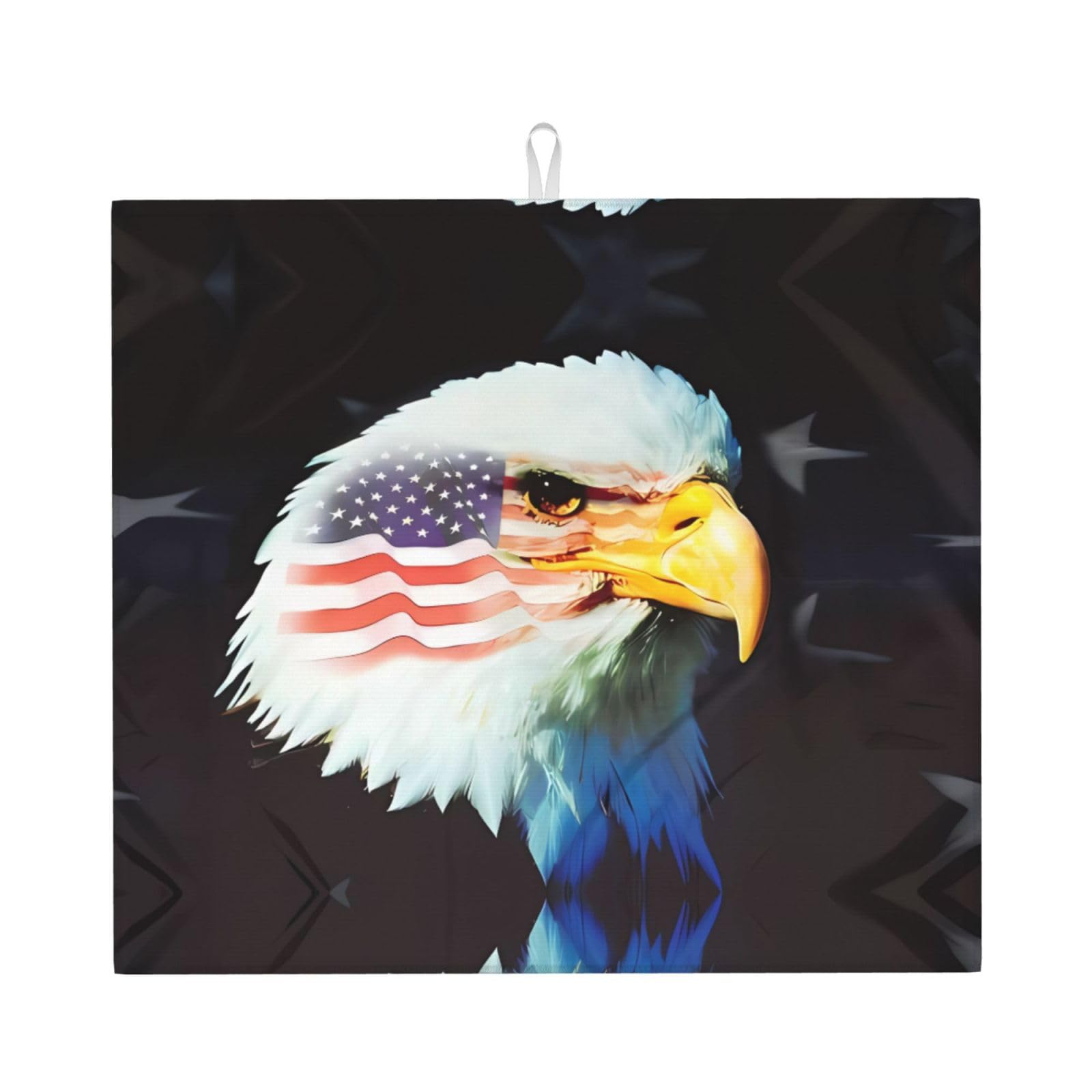YYHWHJDE Patriotic Eagle Prints Kitchen Drying Mat – Absorbent Microfiber Throw for Dishes, Non-Slip Counter Layer with Vibrant Fade-Resistant Print, Ideal for Appliance Protection