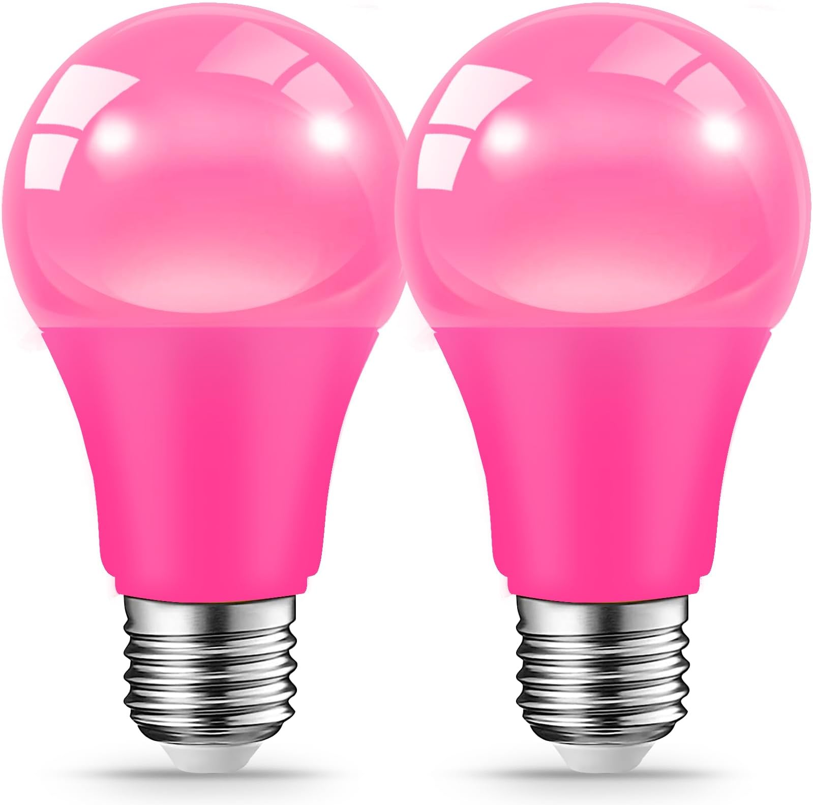 JAHEKS LED Pink Light Bulbs for Outdoor Indoor, 9W(60W Equivalent) E26 Base Pink Bulb for Christmas, Halloween,Wedding,Party,Bar,Porch,Holiday Lighting,Home Decor, 2-Pack
