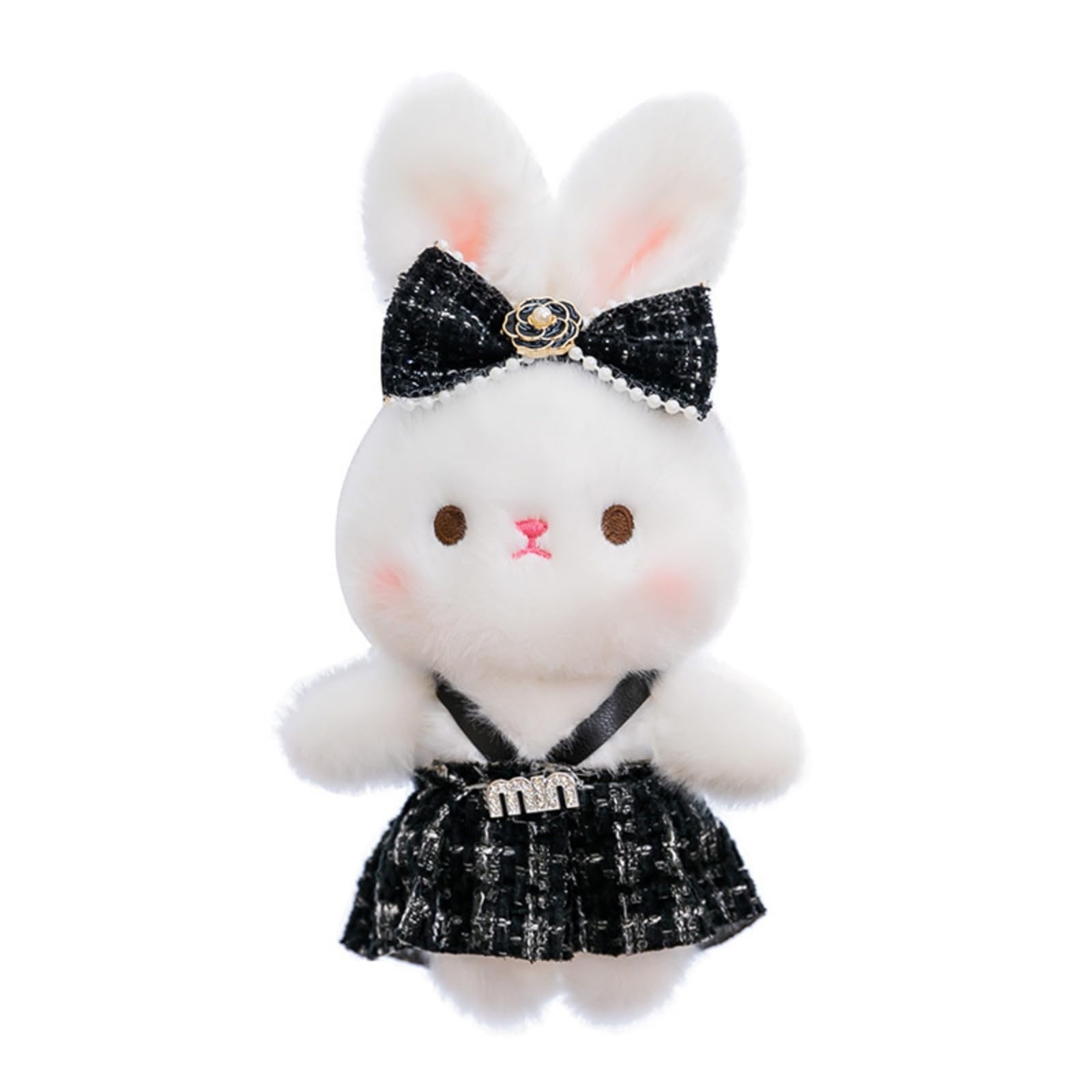 JORCEDI 8.27" Cute Plush Bunny Keyring, Fluffy Rabbit Teddy Stuffed Animal Pendant, Soft Easter Bunny Keychain, Cuddly Plushie Gift for Girls (Black skirt,21cm(8.27)) — image 1