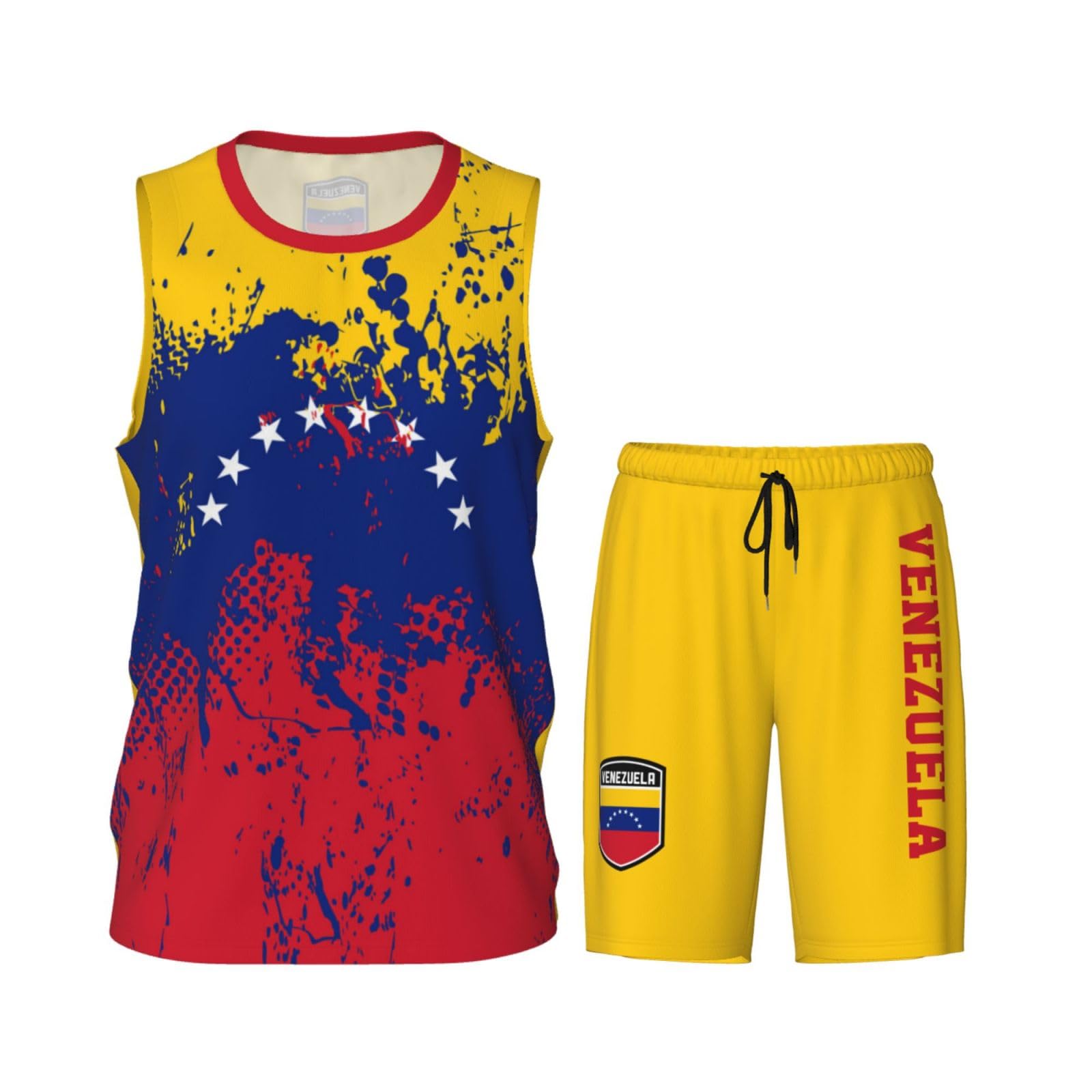 Venezuela Flag Grain (1) Basketball Jersey Uniform Suit for Men Adults Training Athletic Set