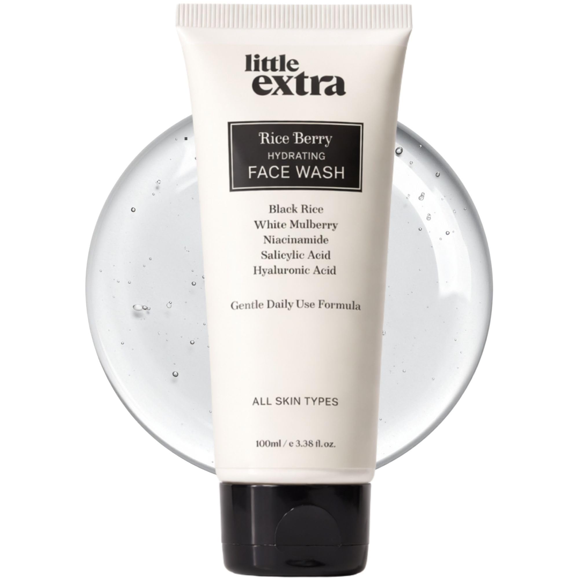 Rice Berry Face Wash for Bright Glowing Skin, Removes Dirt and Oil - with Hyaluronic Acid for Hydration - Sulfate-Free, Men & Women - All Skin Types, 100ml