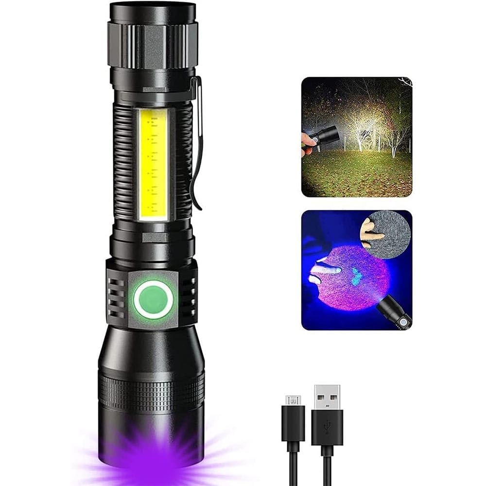 Aputure 3 in 1 UV Blacklight Flashlight, 7 Modes USB Rechargeable, for Bed Bugs, Scorpions, Dry Stains, Camping
