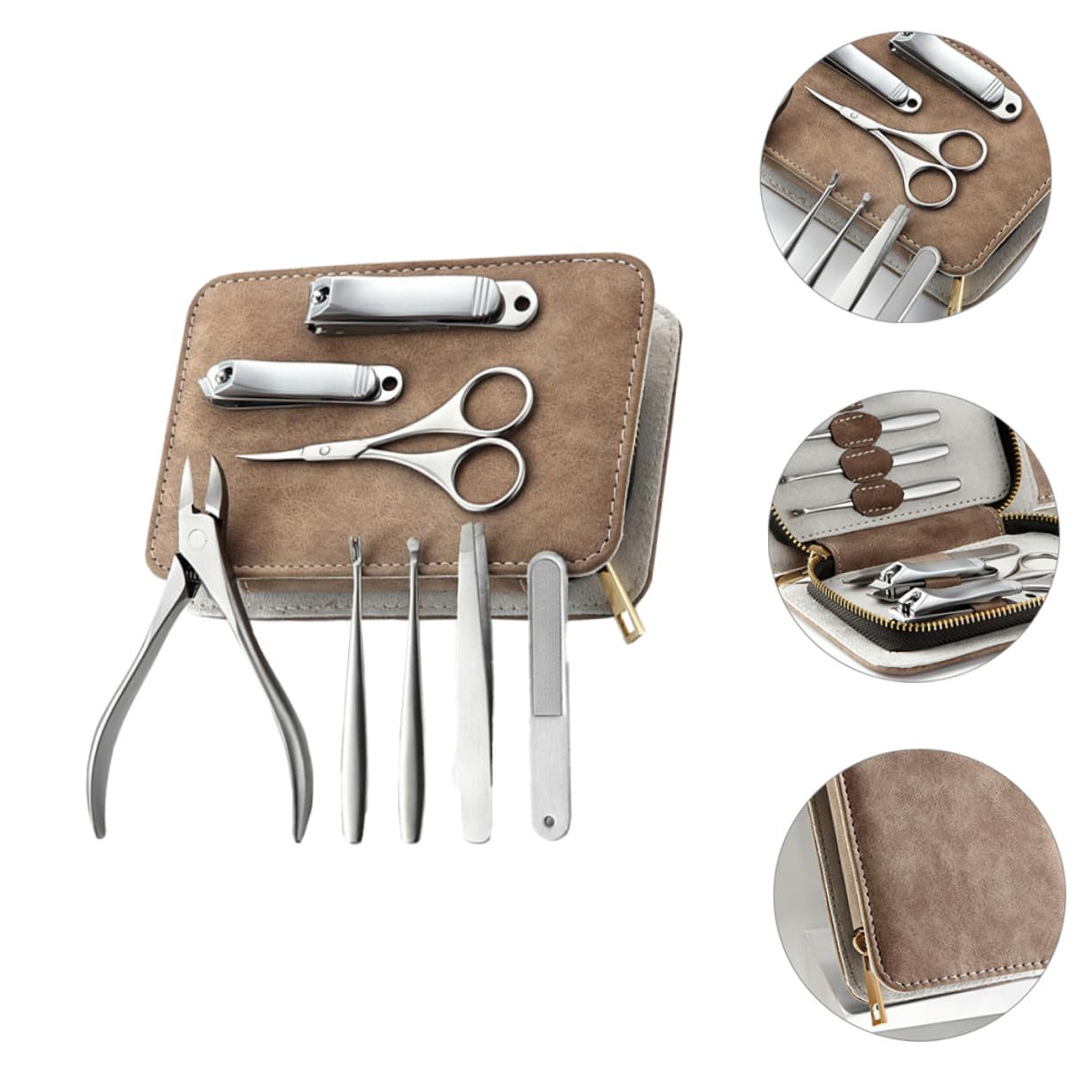 Ensemble de Soin en Acier Inoxydable 8 Pièces Coupe-ongles