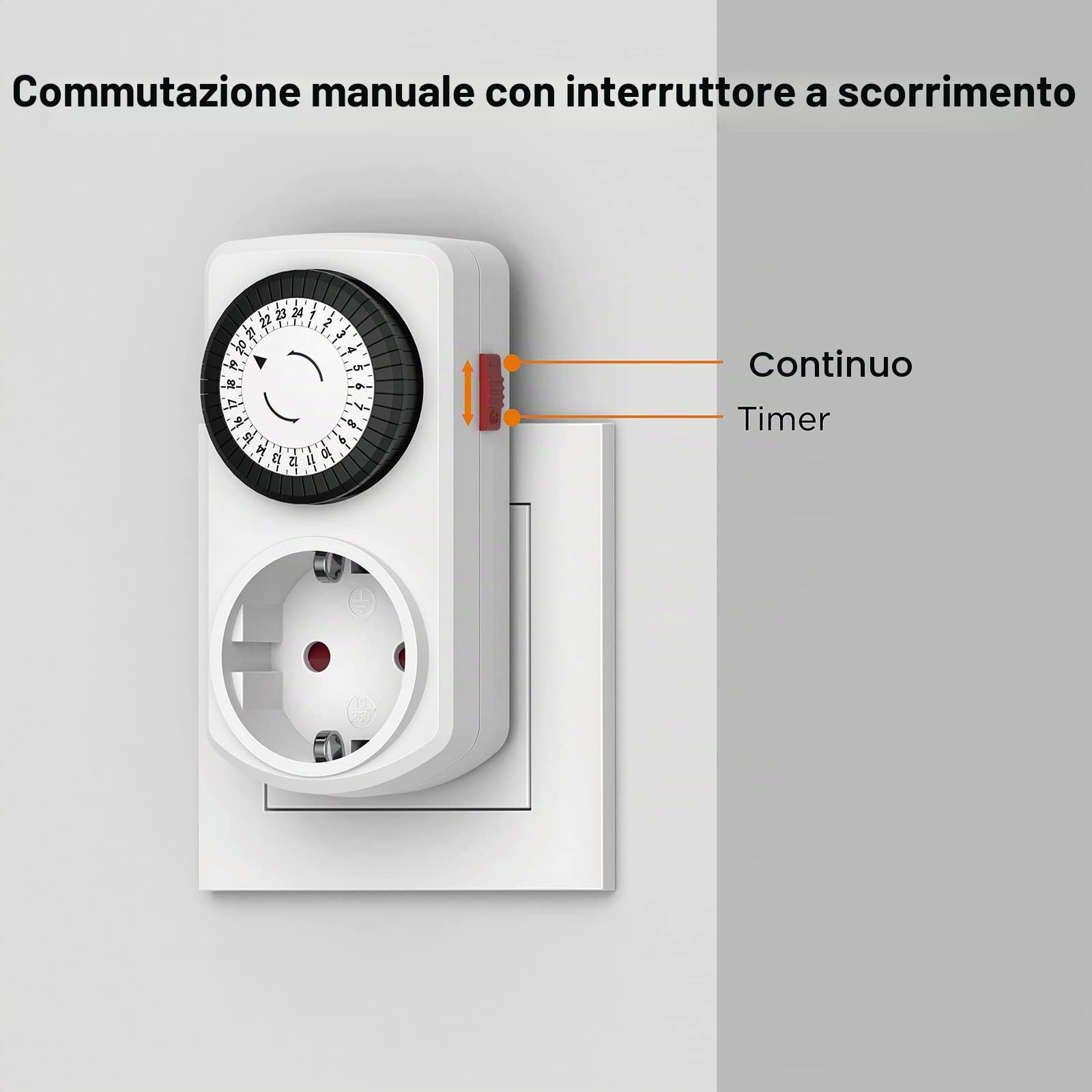 Presa Timer Meccanica G-Homa Set di 2 Programma 24 Ore Presa Timer Analogica per Interni Ciclo Giornaliero ON/OFF per Luci Lampade