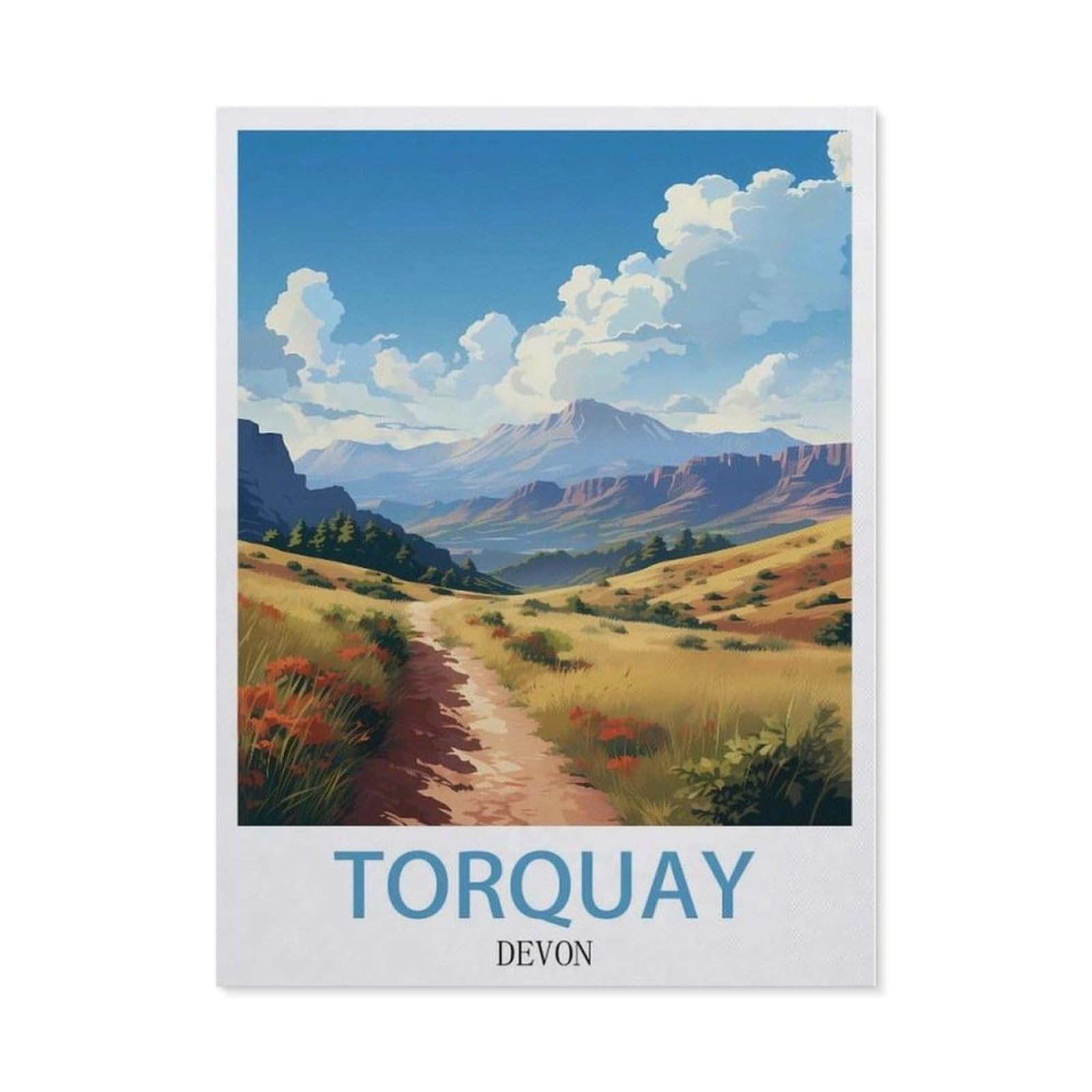 Beayodkp （50 X 60 Cm/19.68 X 23.62 Inches） 5D Diamond Painting，Torquay Devon Vintage Travel Poster，Diamond Embroidery Cross Stitch-Ce59