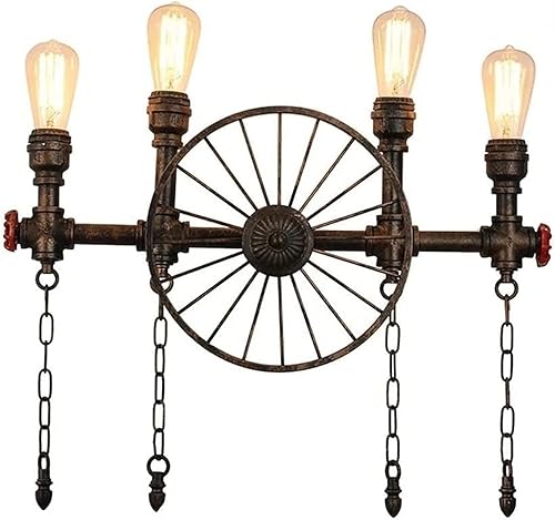 Vintage LED Wall Sconce 4 Lights Bathroom Vanity Light Fixture Industrial Black Water Pipe Wall Light Fixture 25 Multi Light Wall Light Compatible