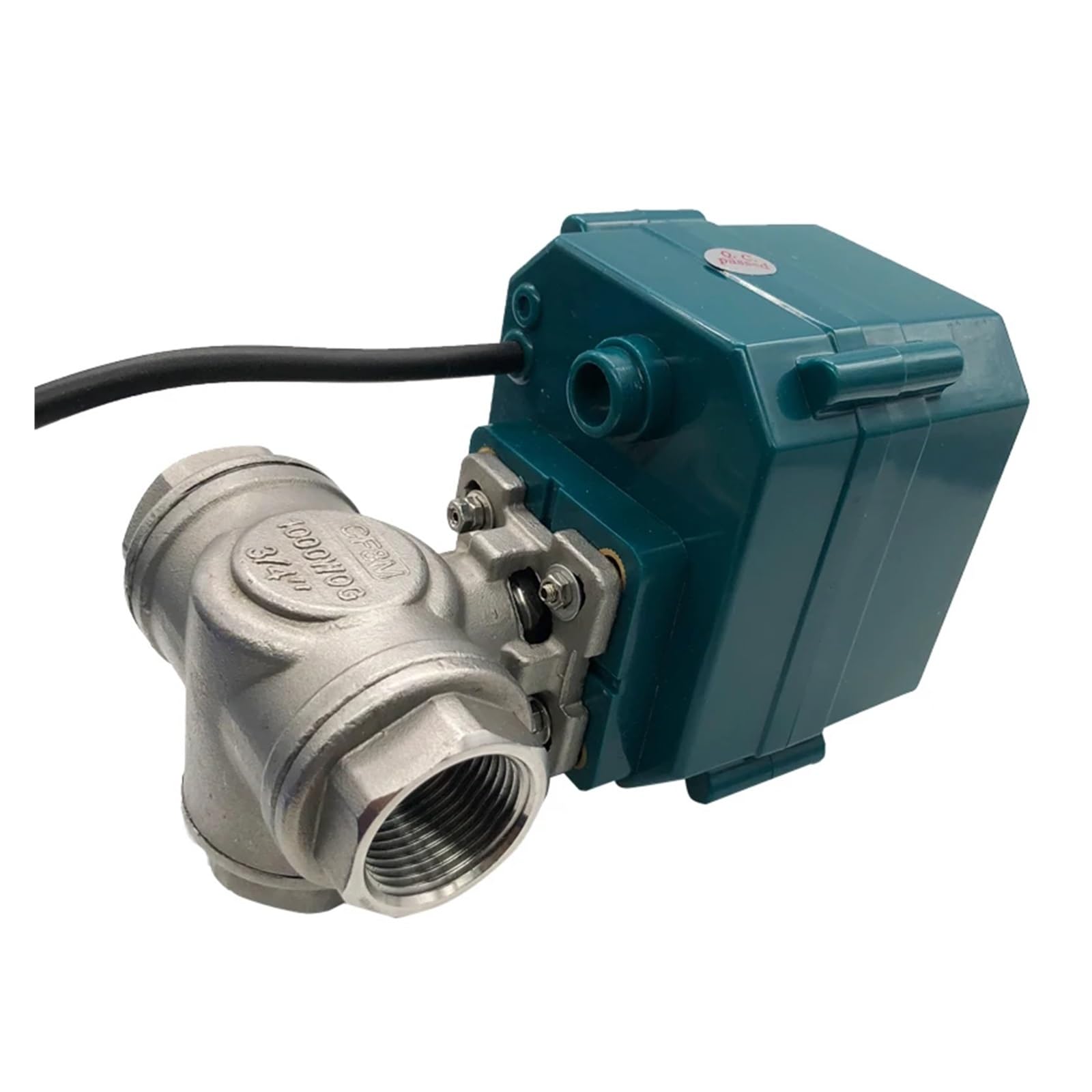 Valve motorisée Vanne à boisseau sphérique motorisée en acier inoxydable 3 voies DN15-25 à passage intégral, vanne à boisseau sphérique à grand couple, actionneur électrique 2/3 fils DC24V DC12V(1",T
