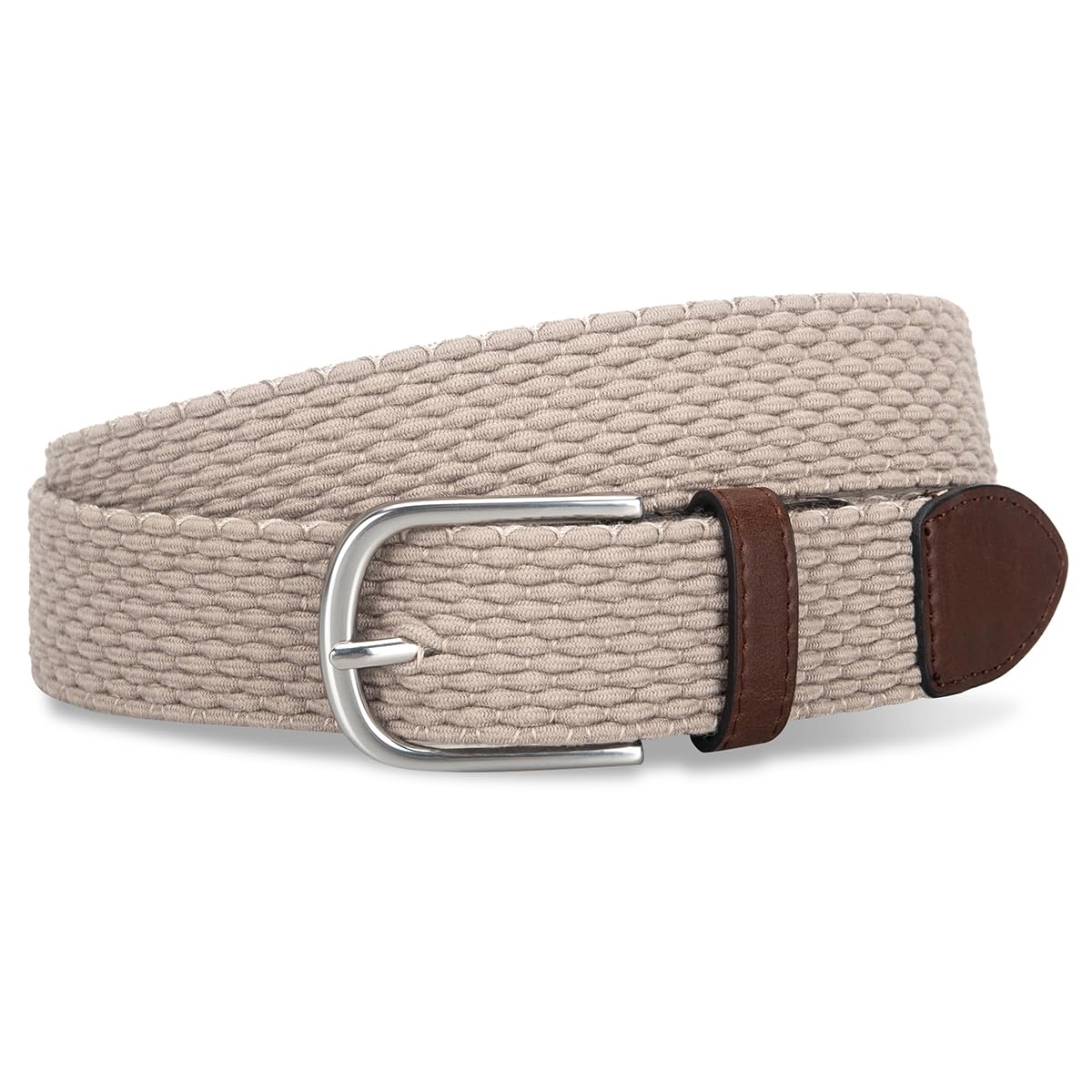 totes® Mens Jean Woven Waist Belt With Metal Buckle, Lightweight and Comfortable for Everyday Casual Wear, Brown Mix, Small/Medium