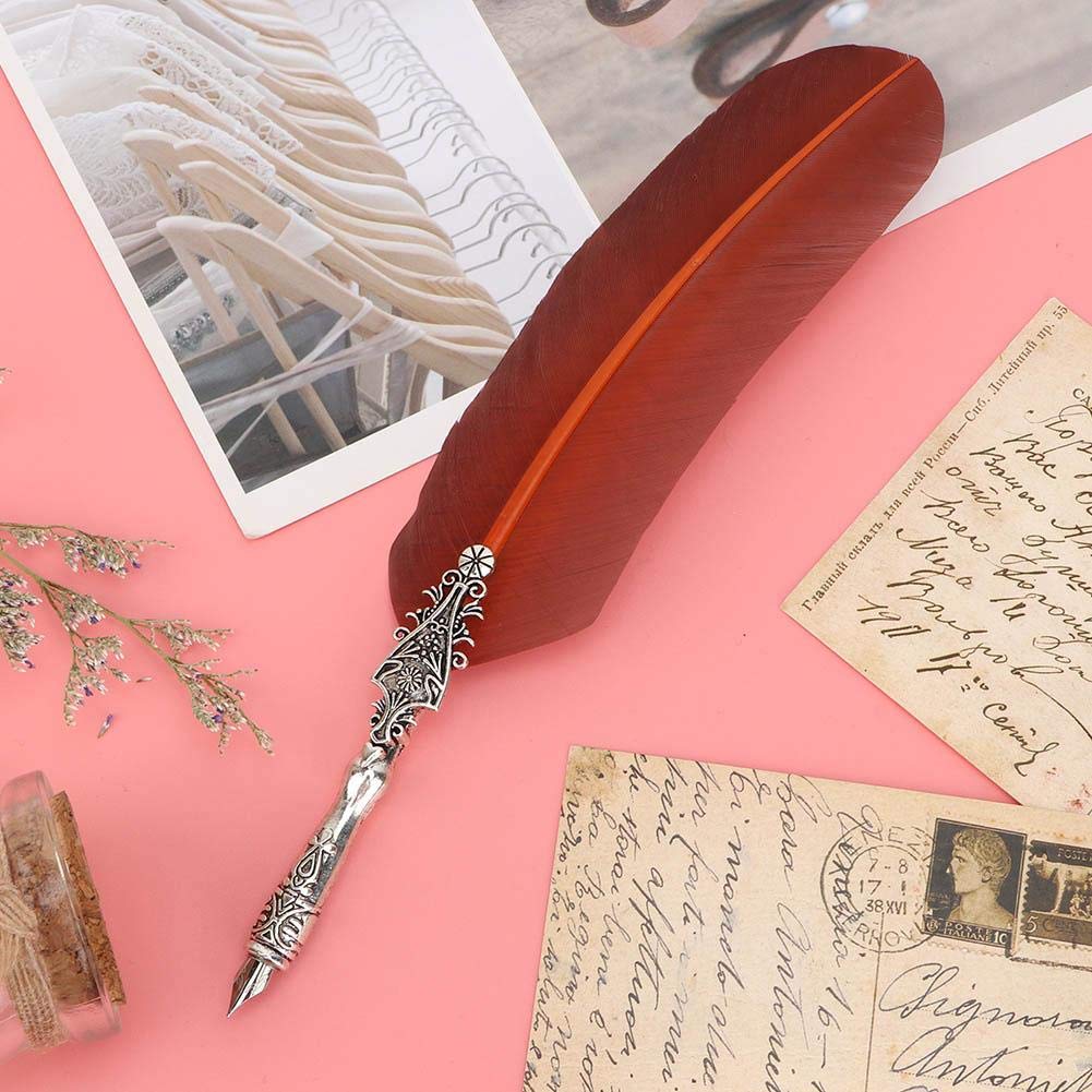 GC QUILL Vintage Feather Pen & Ink Set - 6 Nibs, Wax Seal, 3 Inks - Complete Calligraphy Kit