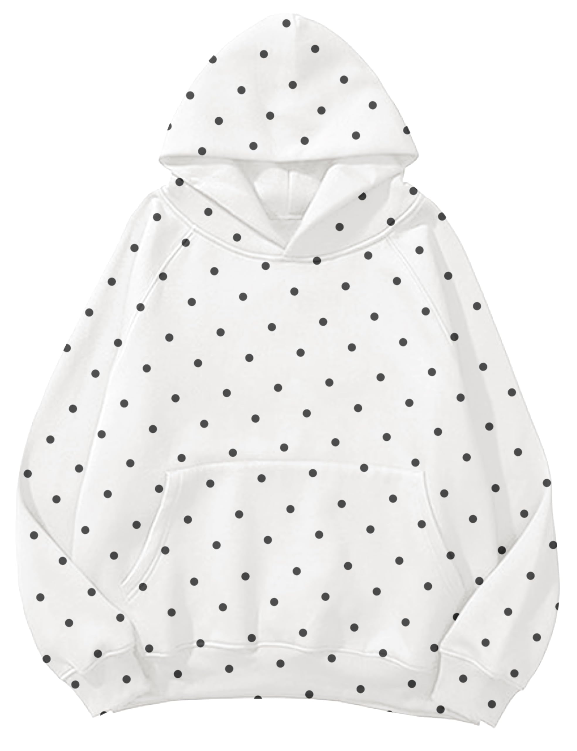 Lauweion Women Solid Basic Fleece Letter Loose Hoodie Sweatshirt Long Sleeve Kangaroo Pocket Drop Shoulder Pullovers Top