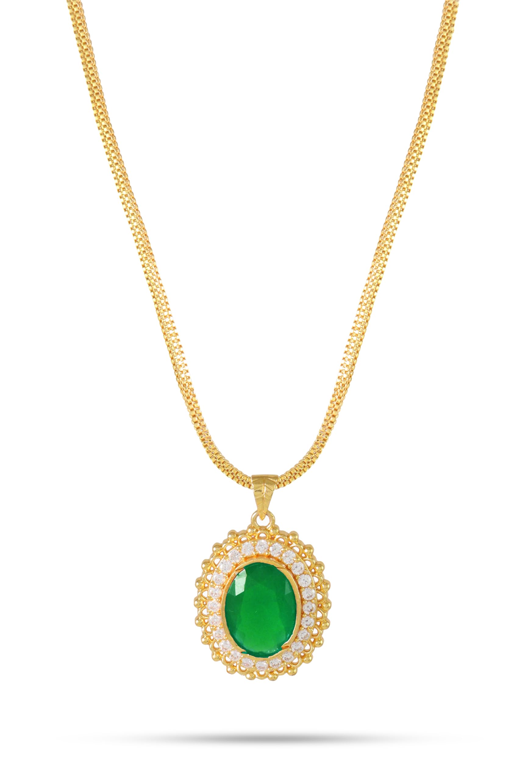 CUTE GOLD One Gram Micro Gold Plated Fashion Jewellery Traditional Ruby Emerald Handcrafted Dollar Pendant Chain for Women & Girls (24 inch)(DC-1100) (B0DH4RKCG2) Amazon Price History, Amazon Price Tracker