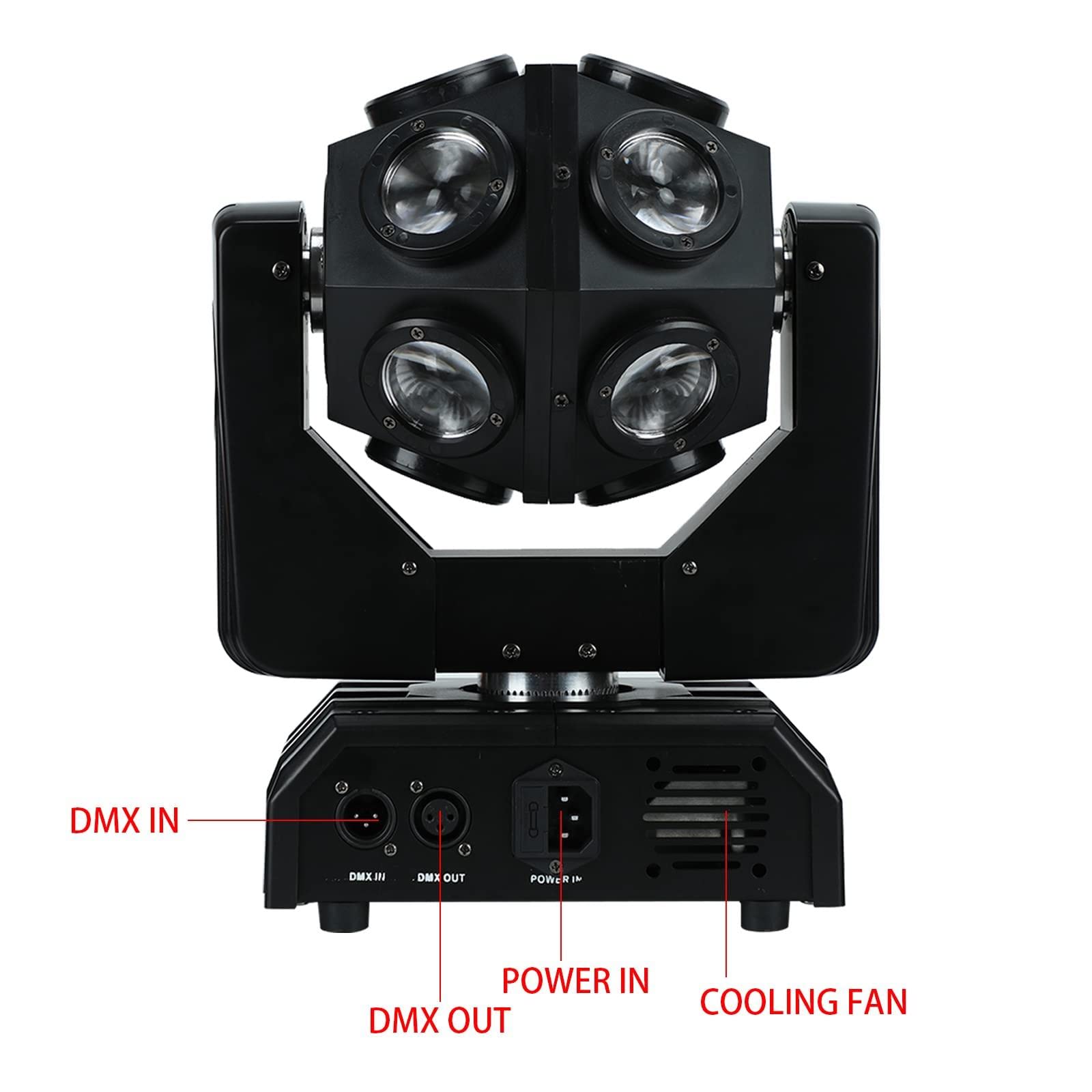 4-in-1-RGBW-Moving-Head-Bühnenlicht,kugelförmiges LED-Beam-DJ-Disco-Wash-Party-Licht,DMX512-13/15-Kanal-Effektbeleuchtung, 360 ° Drehung, Sound aktiviert,12 x 12W, für Bar-Club-Konzerthochzeiten