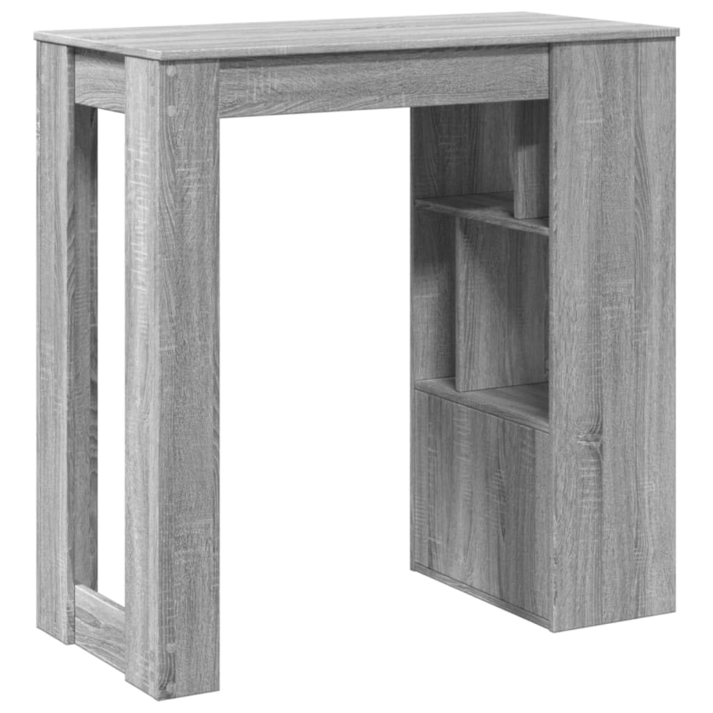 Stehtisch Mit Regal 102x50 cm, Holzwerkstoff Sonoma Grau | 6 Fächer, Pflegeleicht, Feuchtes Tuch Reinigung, Für Küche Wohnzimmer