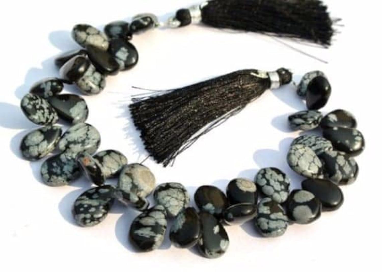 Obsidienne flocon de neige véritable LKBEADS, perles briolettes haut de gamme de 11x9-15x10mm