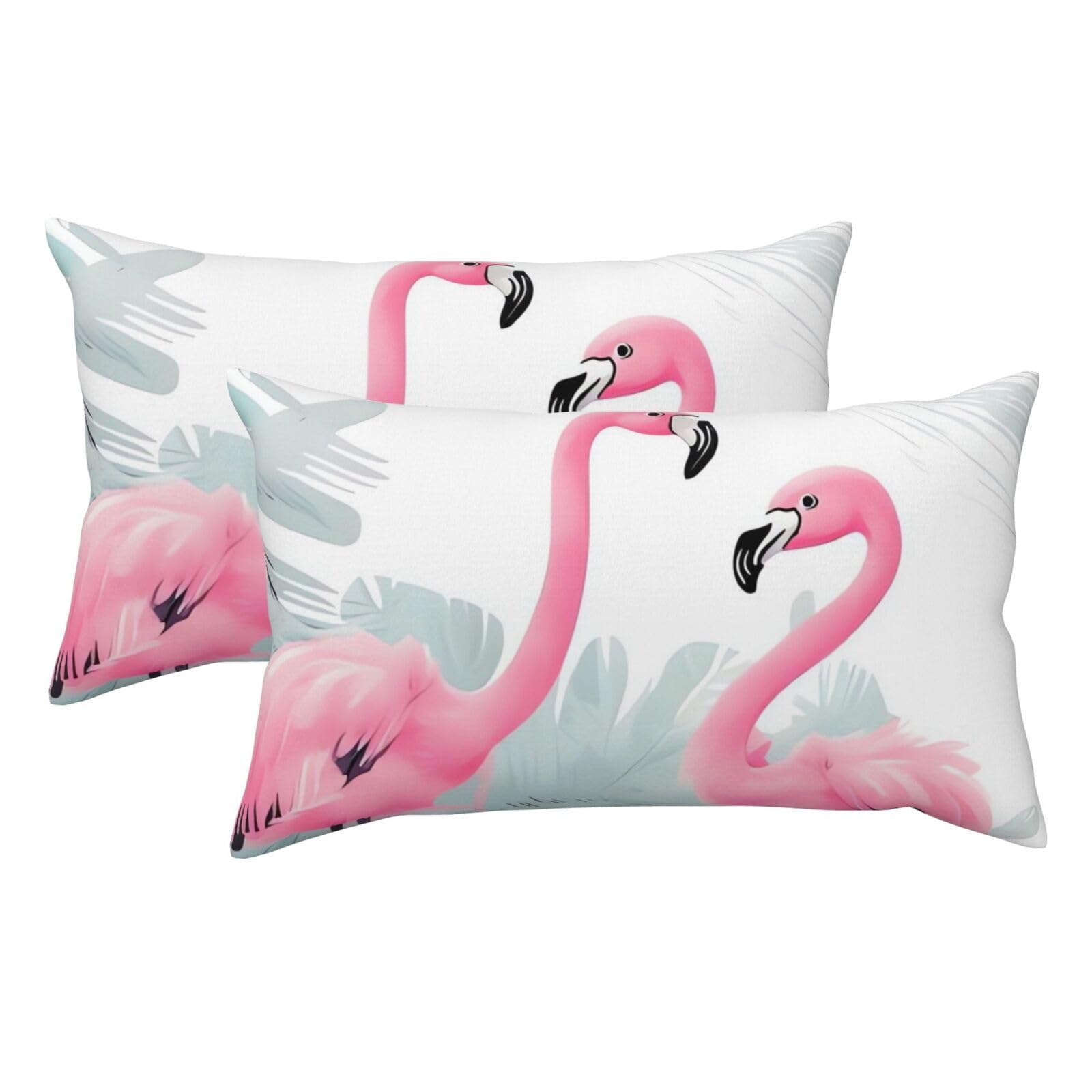 2 Pack King Pillow Cases with Hidden Zipper, Soft Breathable Pillow Covers for Hair and Skin, Love Flamingo Pillowcases 20"x36" Bed Pillow Protectors Cover for Sleeping Gifts