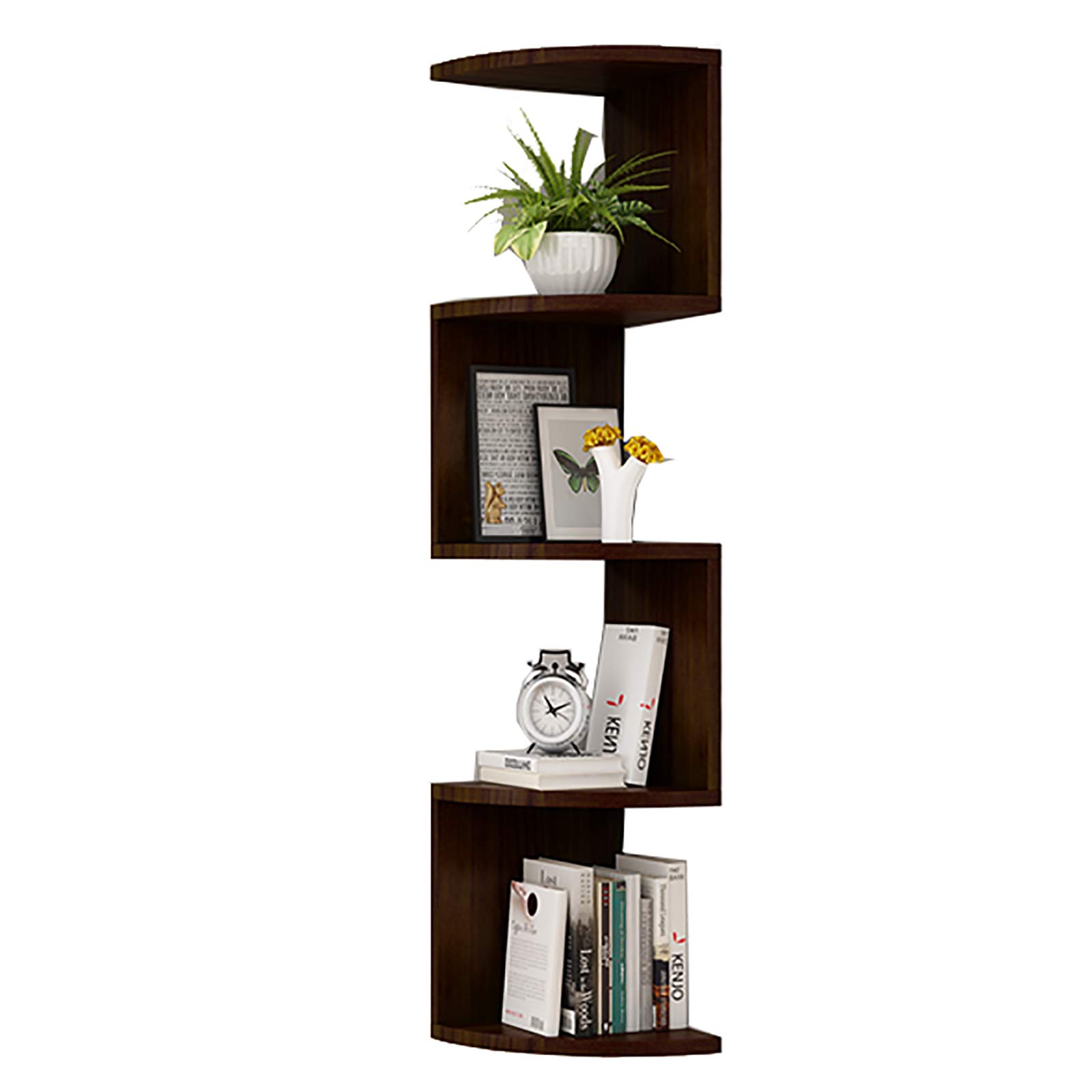 Tablettes flottantes avec 5 étagères d'angle nordiques en bois rustique
