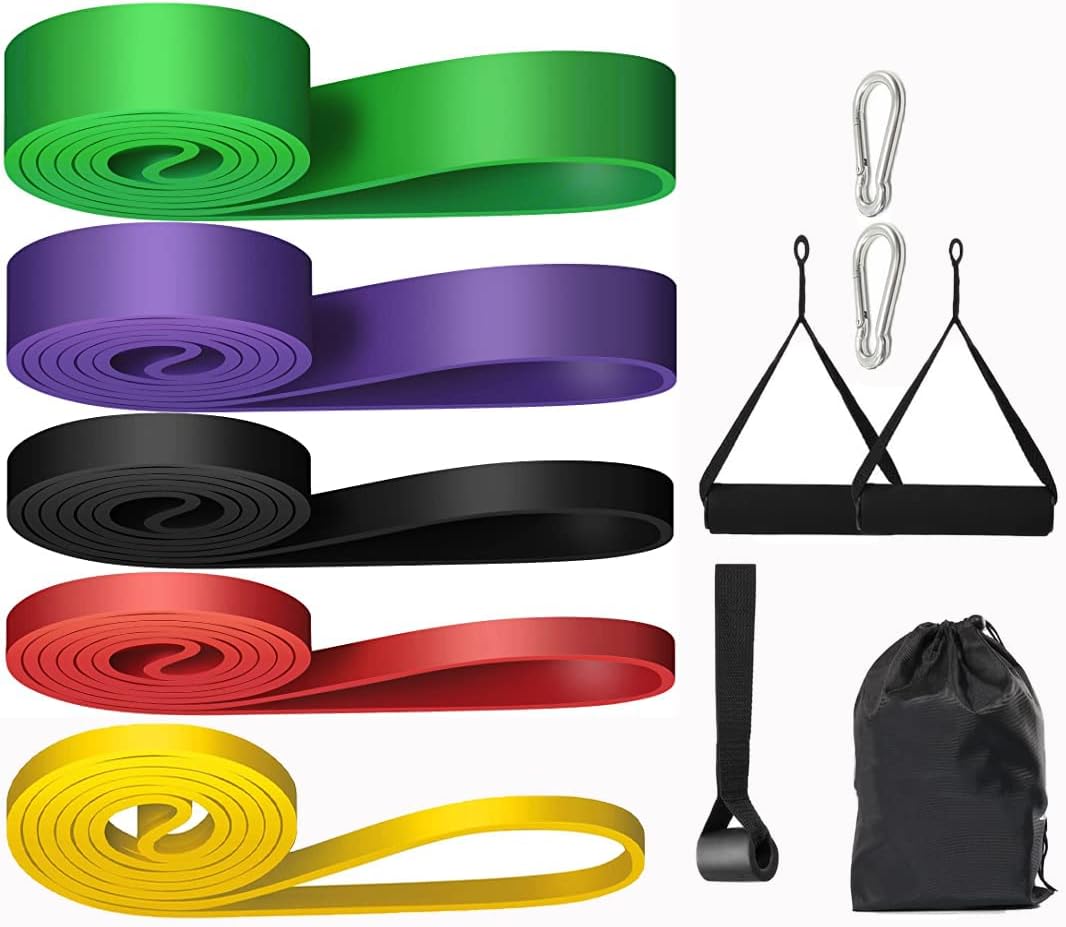 CLOUDFOUR Resistance Band Set, Pull Up Assist Bands, Stretch Resistance Band, Exercise bands, Power-lifting Bands for Resistance Training, 5 Exercise Stretch Bands with Door anchor and Handles