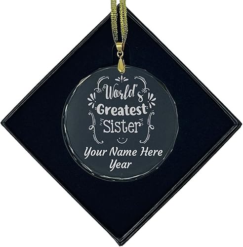Miniatura 9 de LaserGram Personalized Glass Christmas Ornament, World's Greatest Sister, Custom Laser Engraved Gift Idea (Diamond Shape)