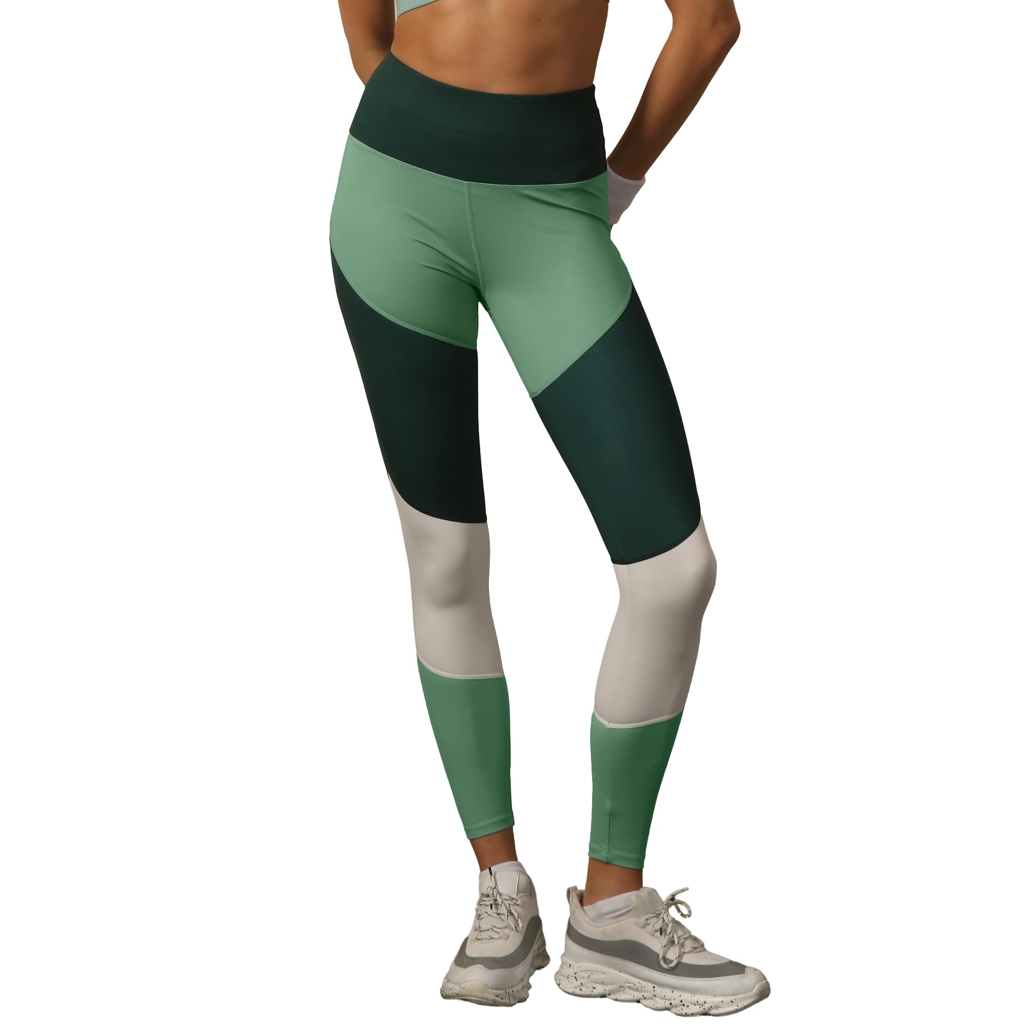 soie Women's High-Waist Compression Waistband Ankle-Length Leggings Gym wear | Active Wear Skinny Tights Strechable Legging Yoga Pants-Tri-Color Block-picture-43
