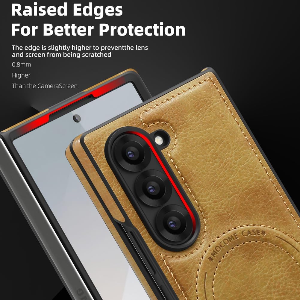 Funda magnética para Samsung Galaxy Z Fold 7, Funda de Cuero de Negocios Retro Delgada con Soporte Plegable para teléfono de Carga inalámbrica, Negra