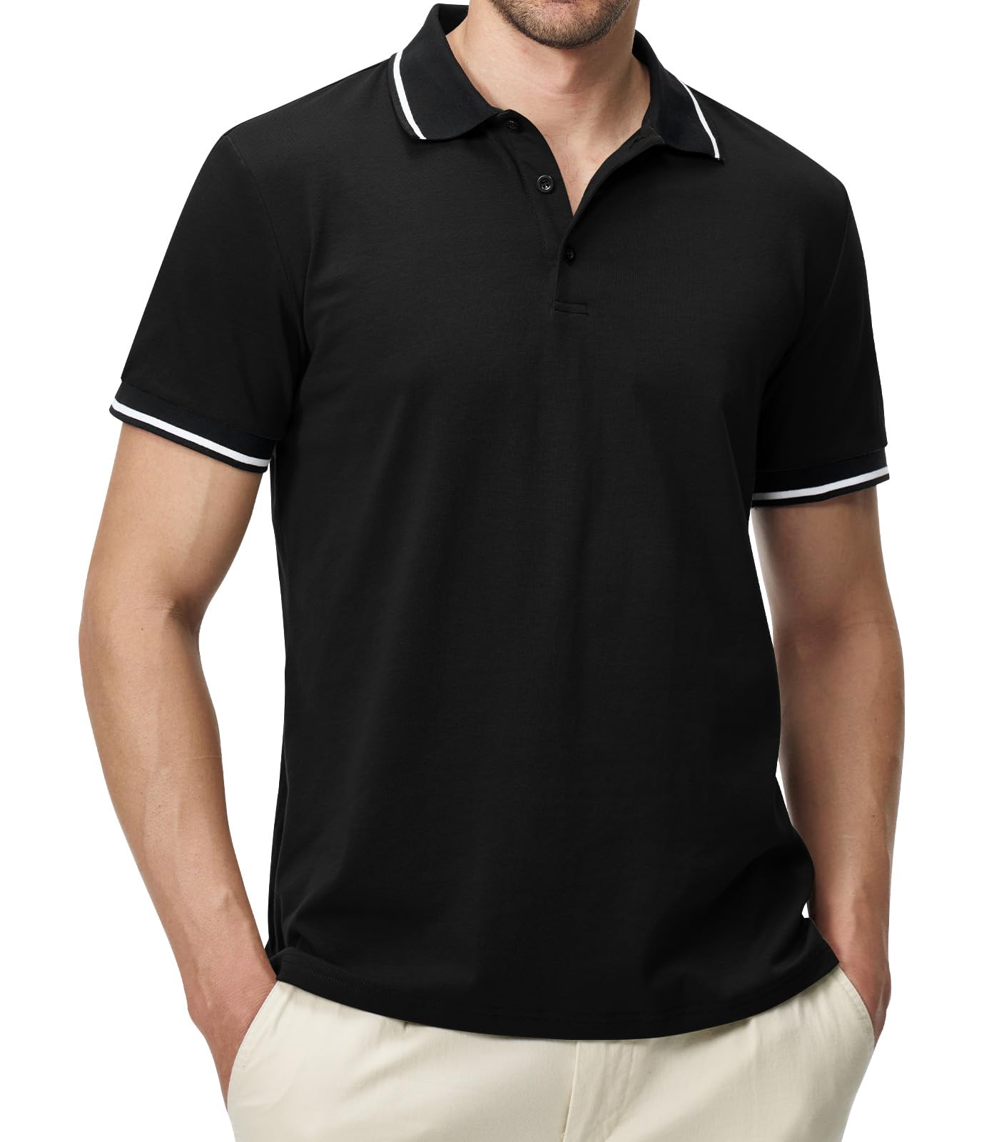 Męska koszulka polo z krótkim rękawem kontrastowy kolor koszulki polo golf koszulka polo lato regularny krój M-4XL
