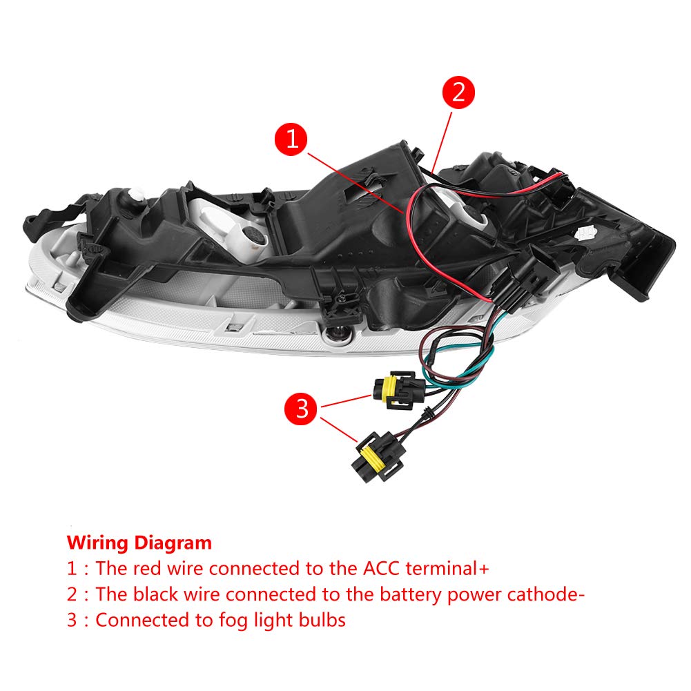 EBTOOLS pour feu de antibrouillard santa fe 2013 1 paire de feux diurnes de voiture H8, cache de lampe de brouillard 12V LED DRL pour Fe / IX45 2013-2015