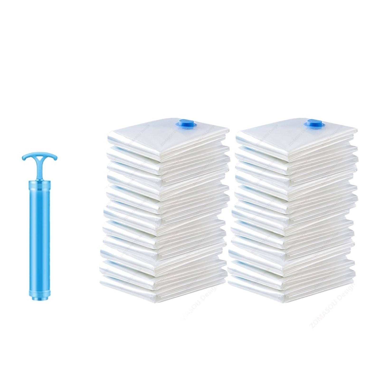 12/24Pcs Reusable Vacuum Storage Sealing Bags with Hand Pump Clear Folding Compressed Space Saving Bag for Clothes Travel For Travel(24Bags with 1Pump,100 * 130cm)
