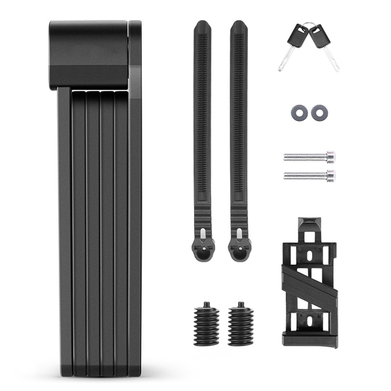 Lucchetto Pieghevole per Bici Lucchetto Pieghevole Portatile per Bici con Staffa di Montaggio e 2 Chiavi, Adatto per Biciclette, Scooter e motociclette (Lunghezza Massima da Aperto: 87 cm).