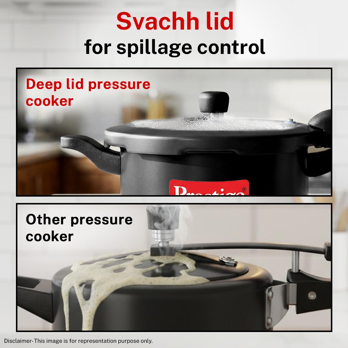 Prestige Svachh 3.5 Litre Outer Lid Pressure Cooker With Hard Anodized Body (Black), 3.5 Liter 2