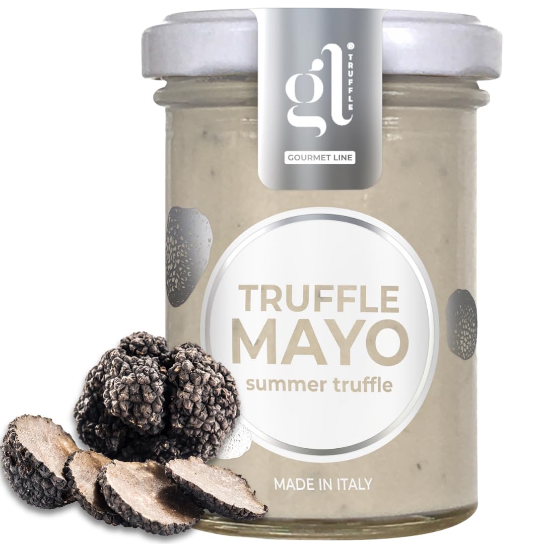 GL Truffle GOURMET LINE Mayonnaise with Black Summer Truffles, Truffl Aioli, Gourmet Truffle Mayo, 100g (3.52 oz) Savory Italian Delight, Non-GMO, Product of Italy