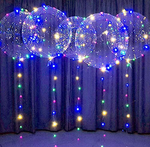 Lightsfever 12pc LED Light up Party Balloons with Batteries Multicolored Big Size Clear Bobo Balloons for Helium or Air(12 pack)